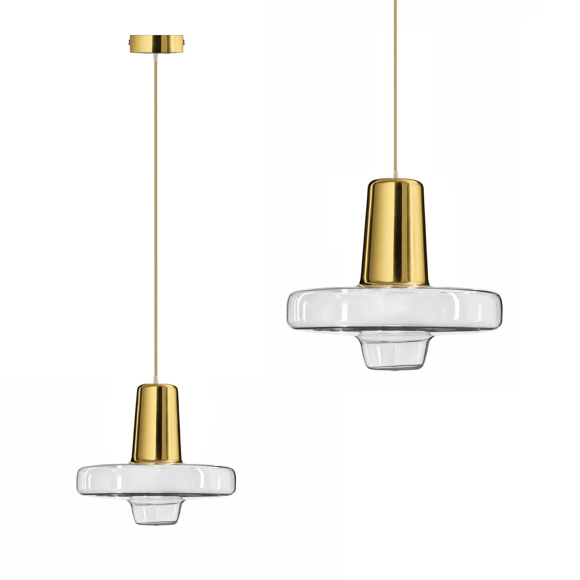 Lampa Wisząca Szklana Metalowa LED APP553-1CP Złota 1