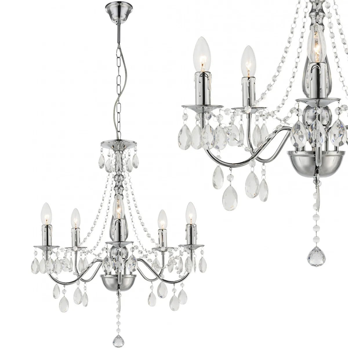 LAMPA SUFITOWA WISZĄCA EBT014-5CP CHROM 1
