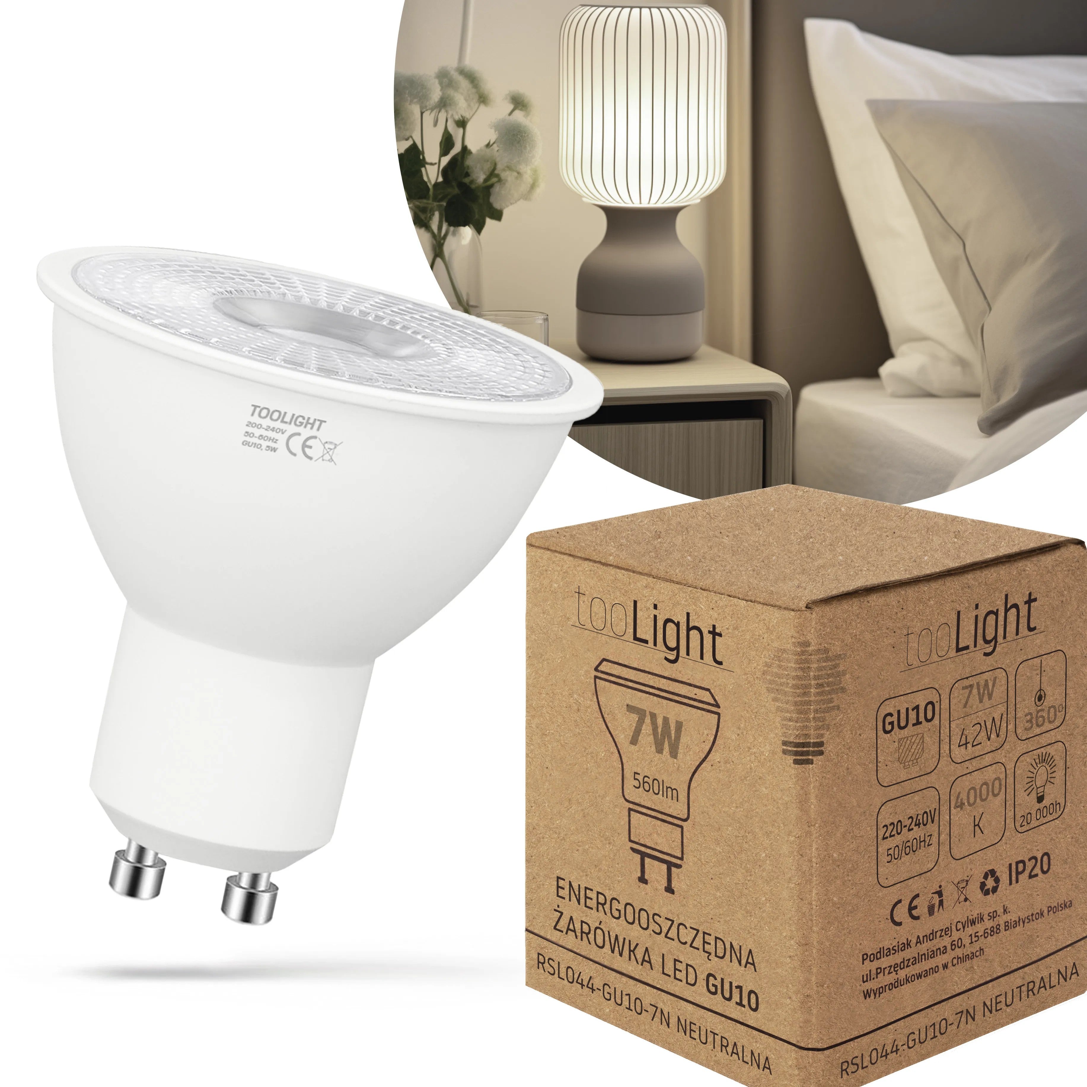 Żarówka LED Neutralna GU10 7W RSL044 1
