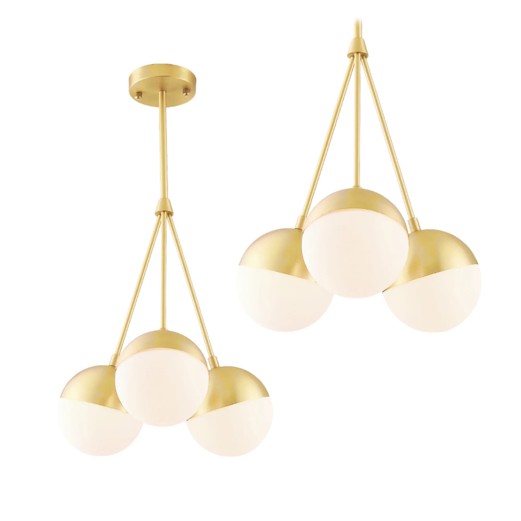 Lampa Wisząca Szklana Kula Mleczna APP688-3CP Złota 1