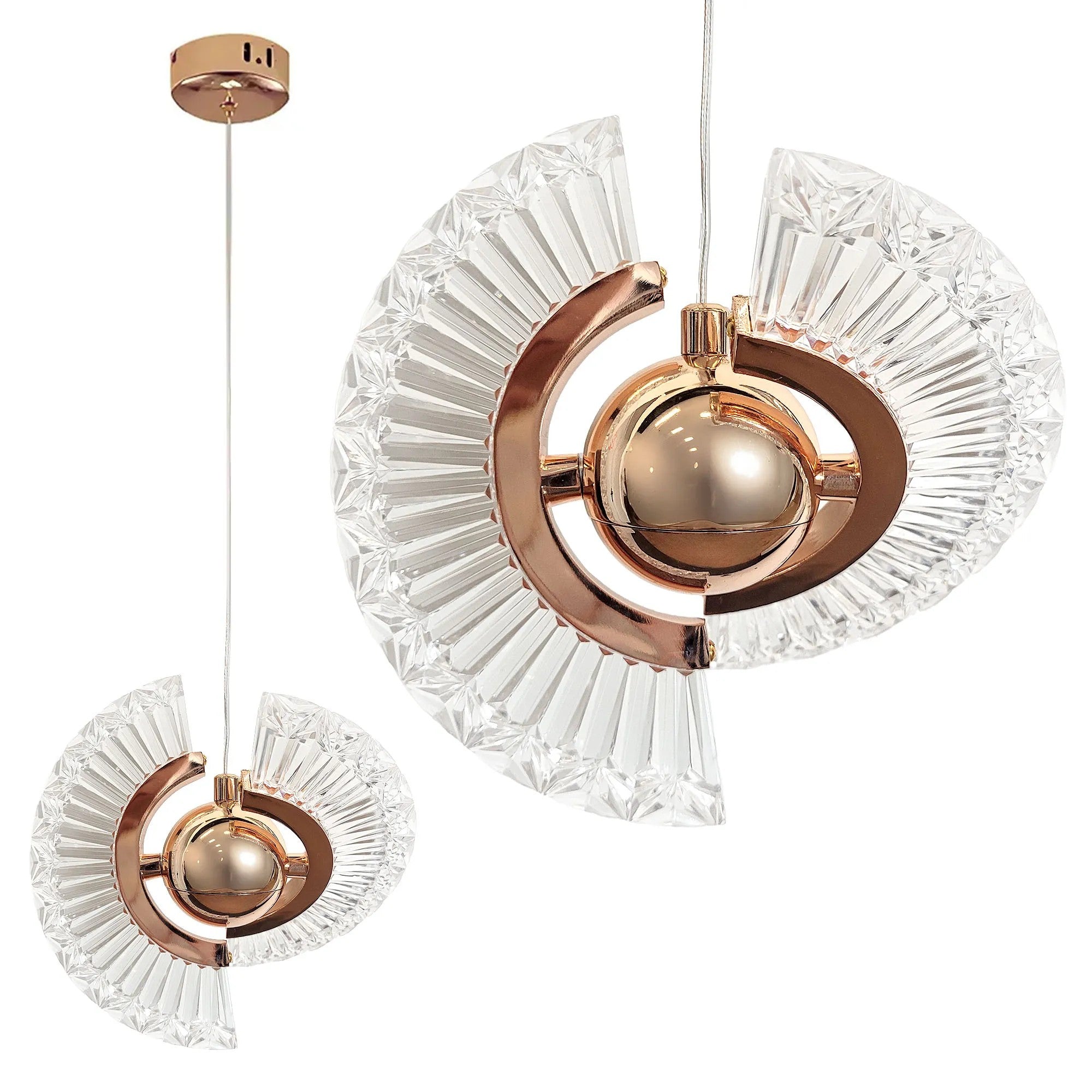 LAMPA SUFITOWA WISZĄCA LED LHJ108-2CP ZŁOTA 1