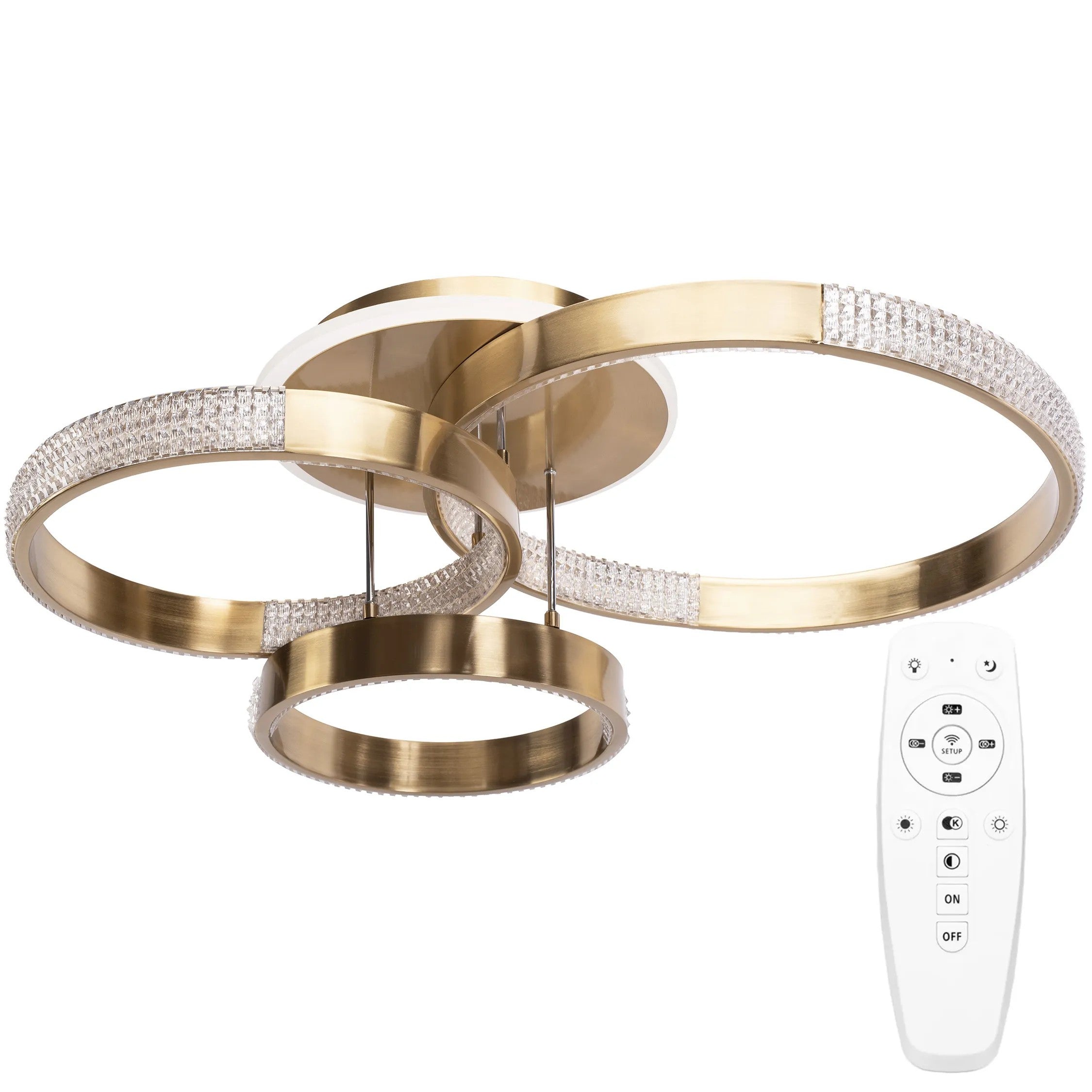 Lampa Sufitowa Nowoczesna LED G004-C Złota Szczotkowana Z Pilotem 1
