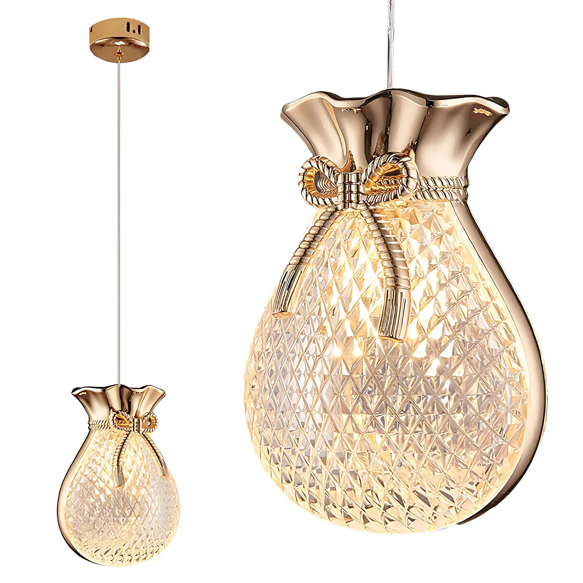 LAMPA SUFITOWA WISZĄCA LHJ107-1CP JASNE RÓŻOWE ZŁOTO 1