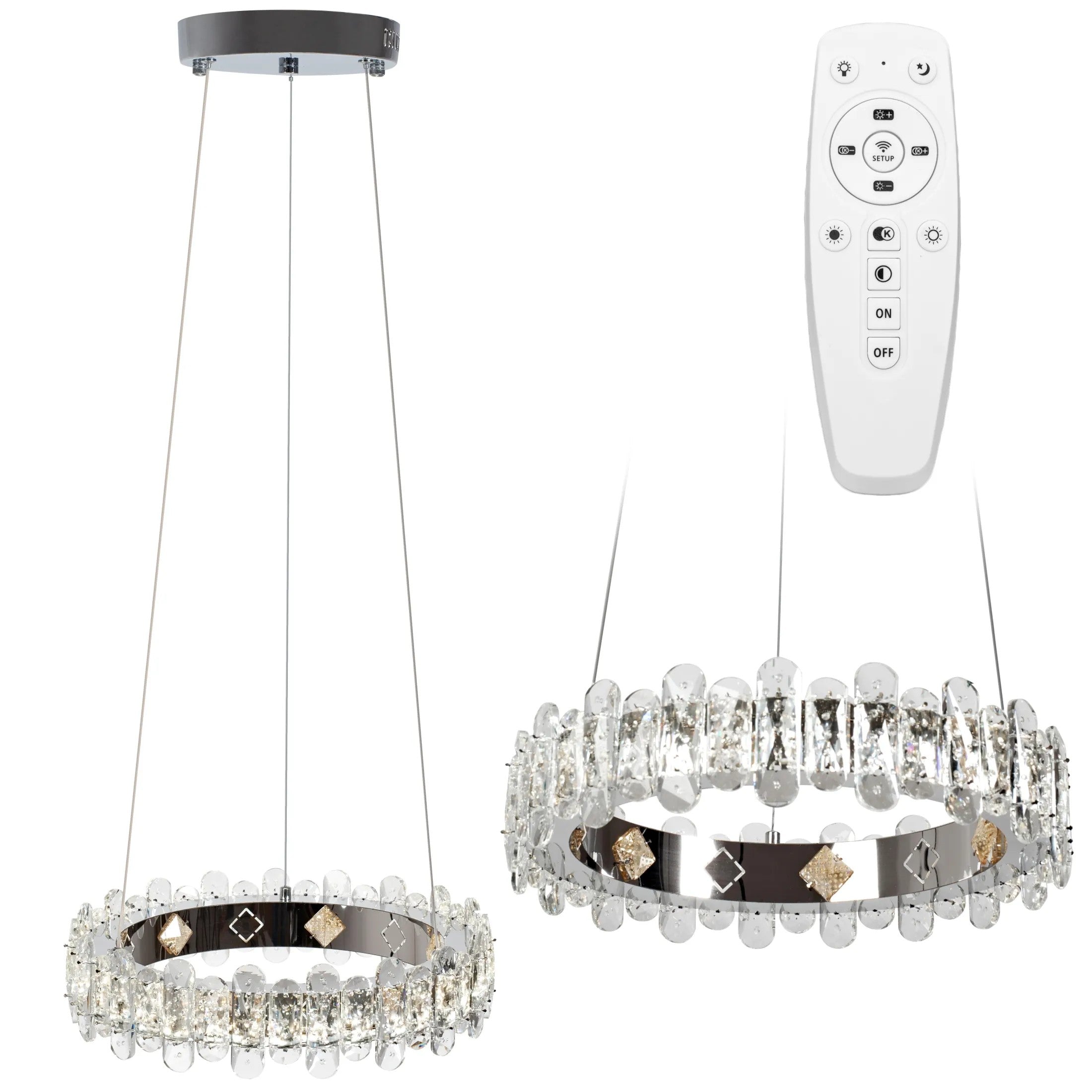 Kryształowa Lampa Sufitowa LED APP1041-CP + Pilot 1