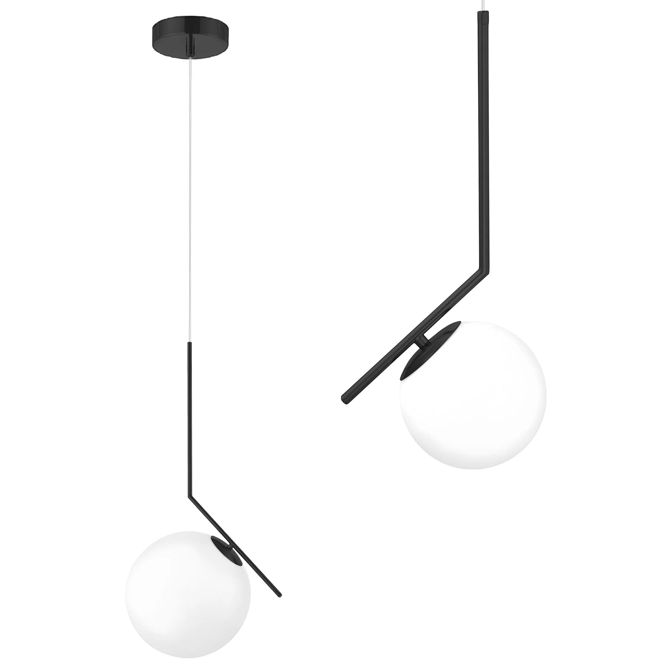 Lampa Sufitowa Wisząca Szklana Kula G107-1W Czarna Biała 1