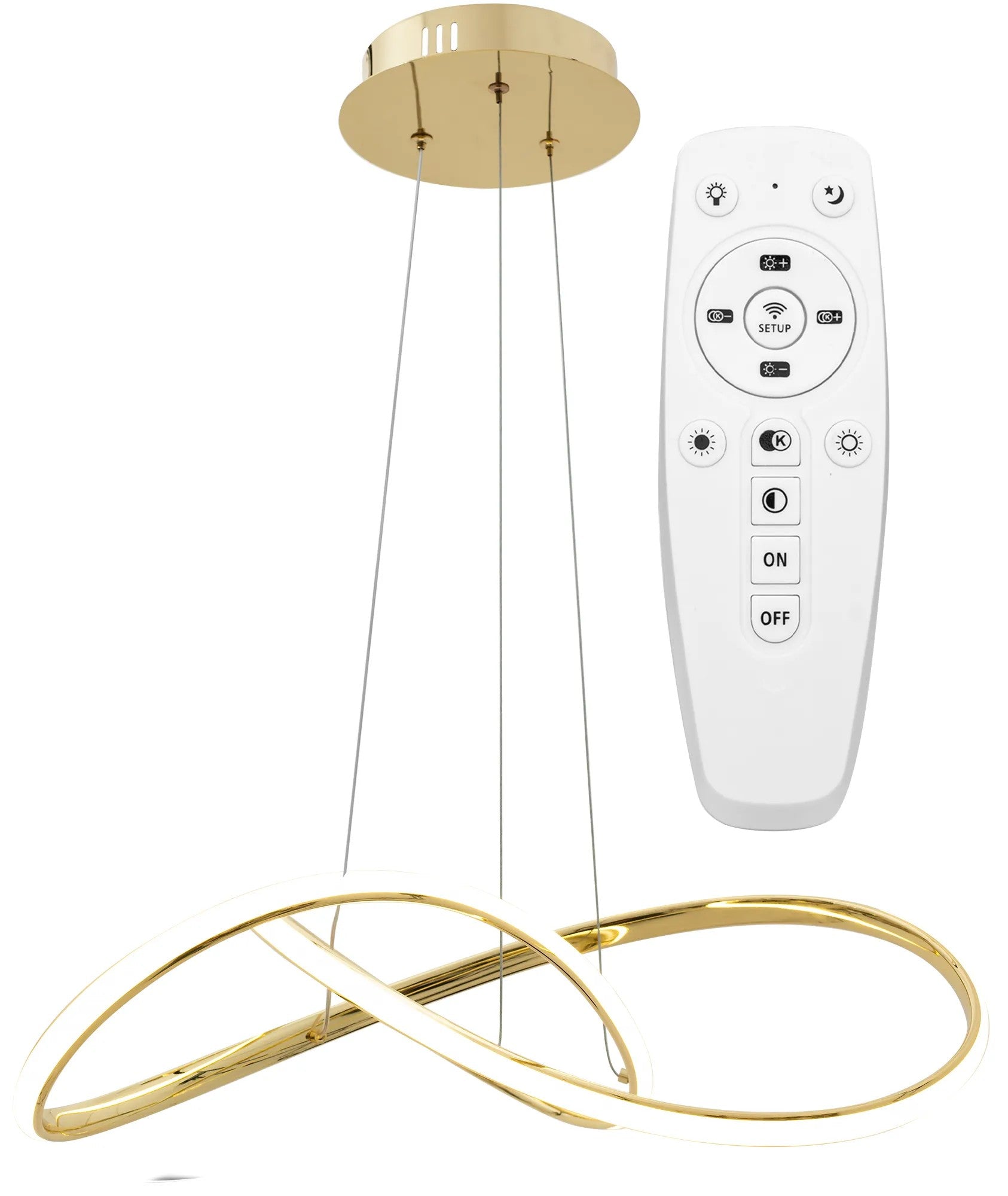 Lampa Sufitowa Wisząca Ring Nowoczesna LED + Pilot APP394-CP Złota 1