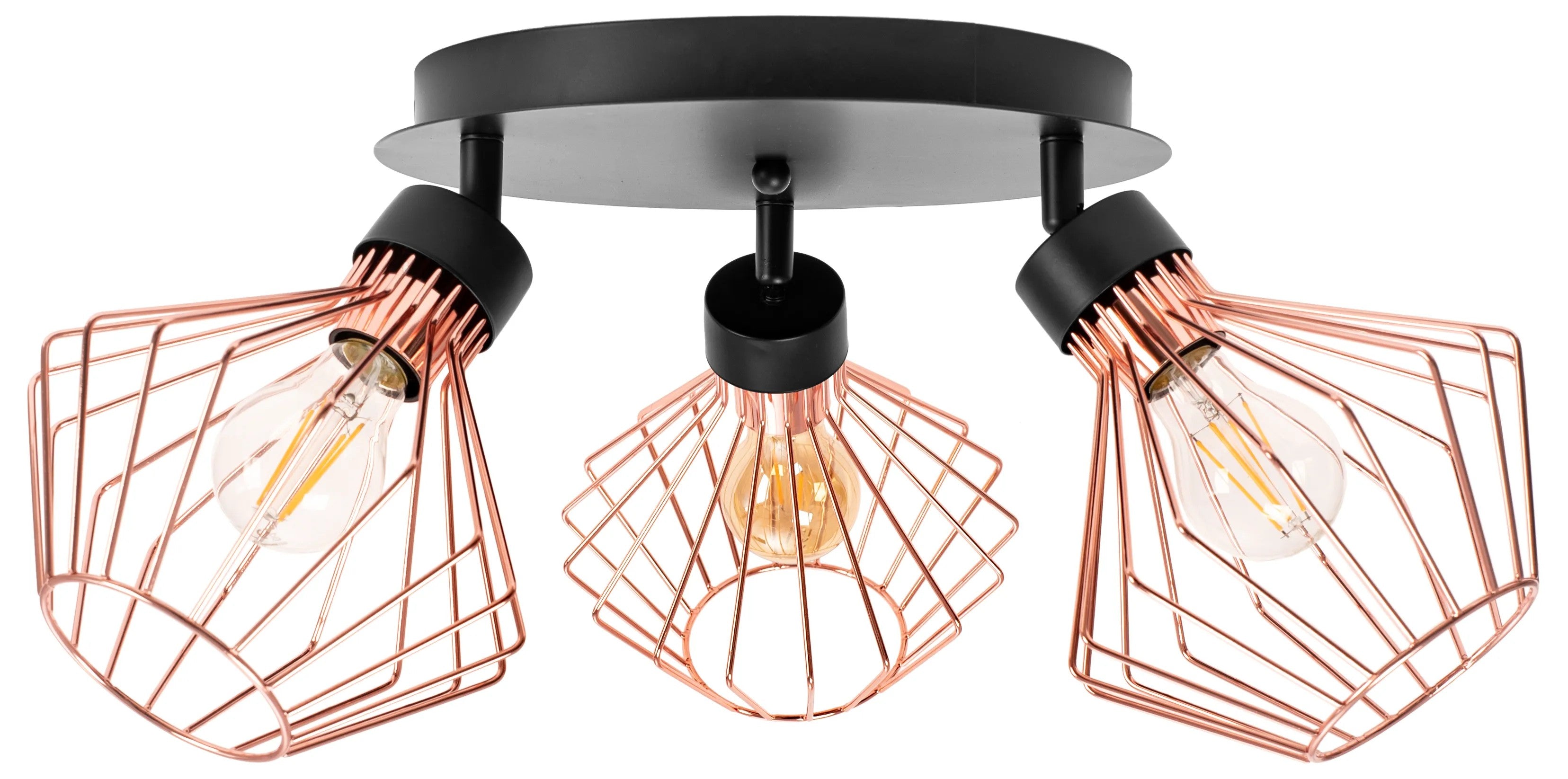 Lampa Potrójna Metalowa Loft Plafon APP536-3C Różowe Złoto 1