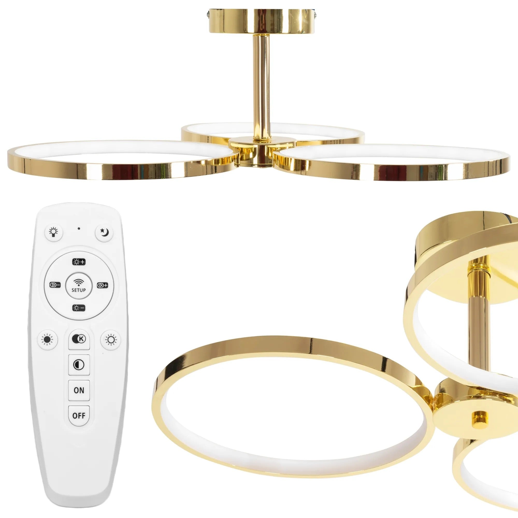 Lampa Sufitowa Wisząca LED APP993-c Złota + Pilot 1
