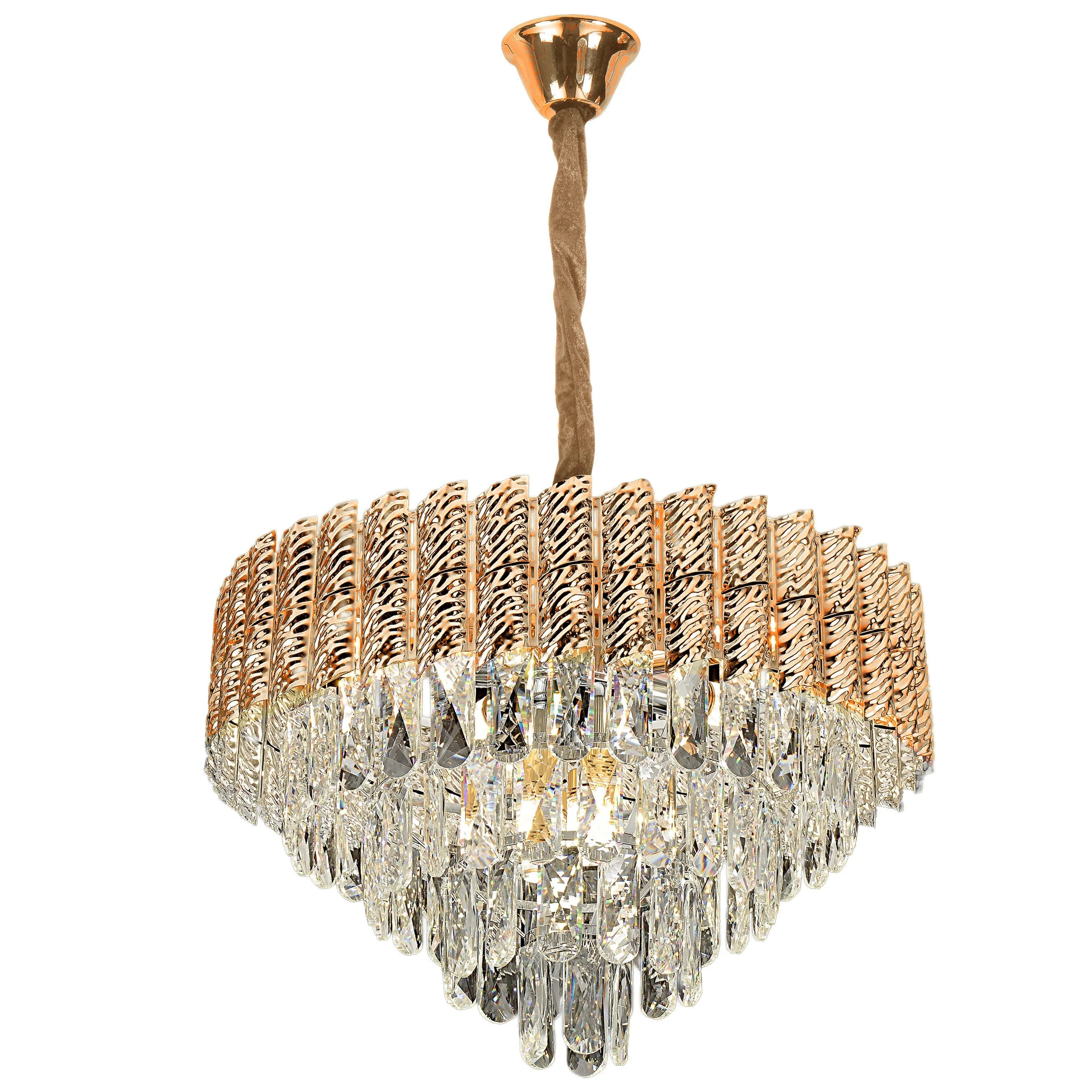 Lampa Wisząca Z Kryształami G054-CP 50cm Złota 1