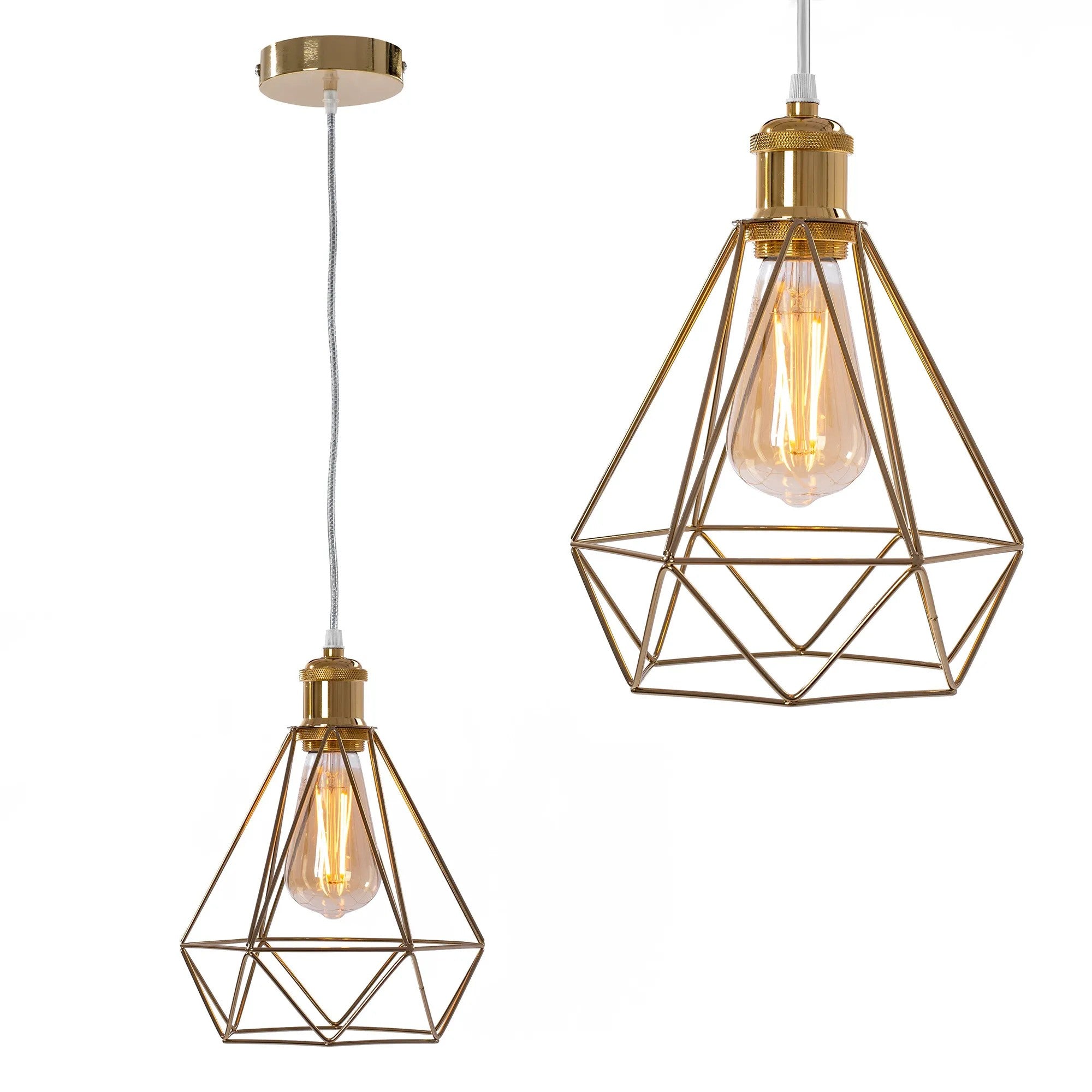LAMPA WISZĄCA DIAMENT 392197 Jasno Złota 1