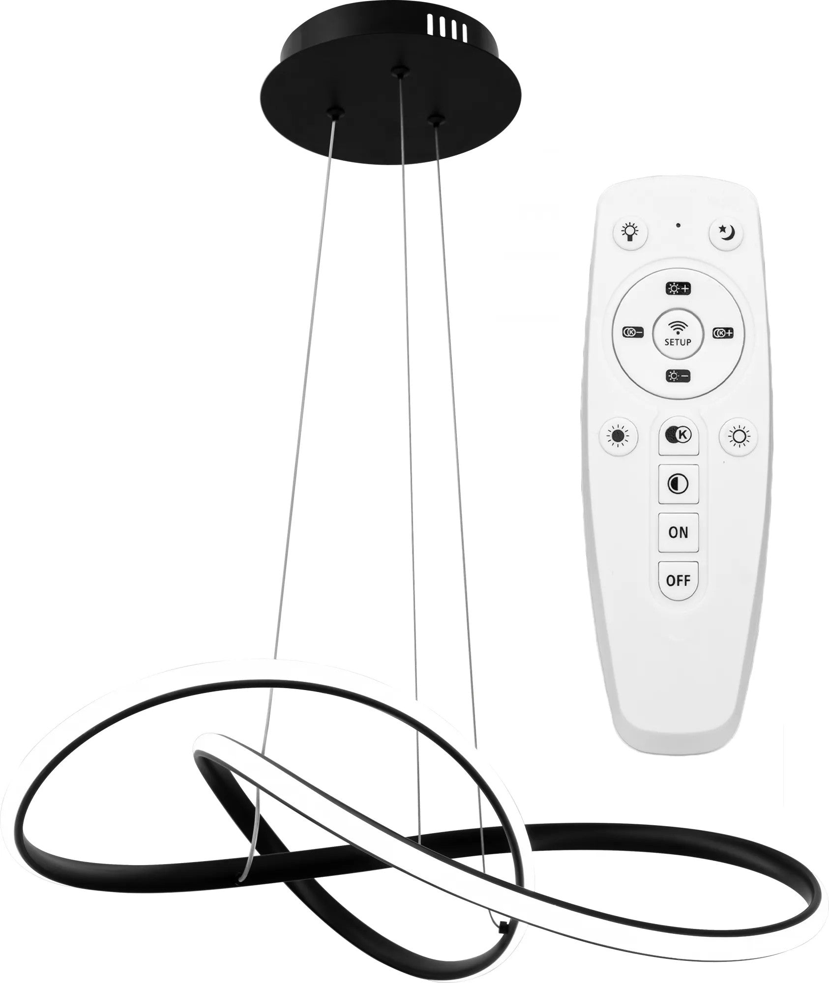 Lampa Sufitowa Wisząca Ring Nowoczesna LED + Pilot APP395-CP Czarna 1
