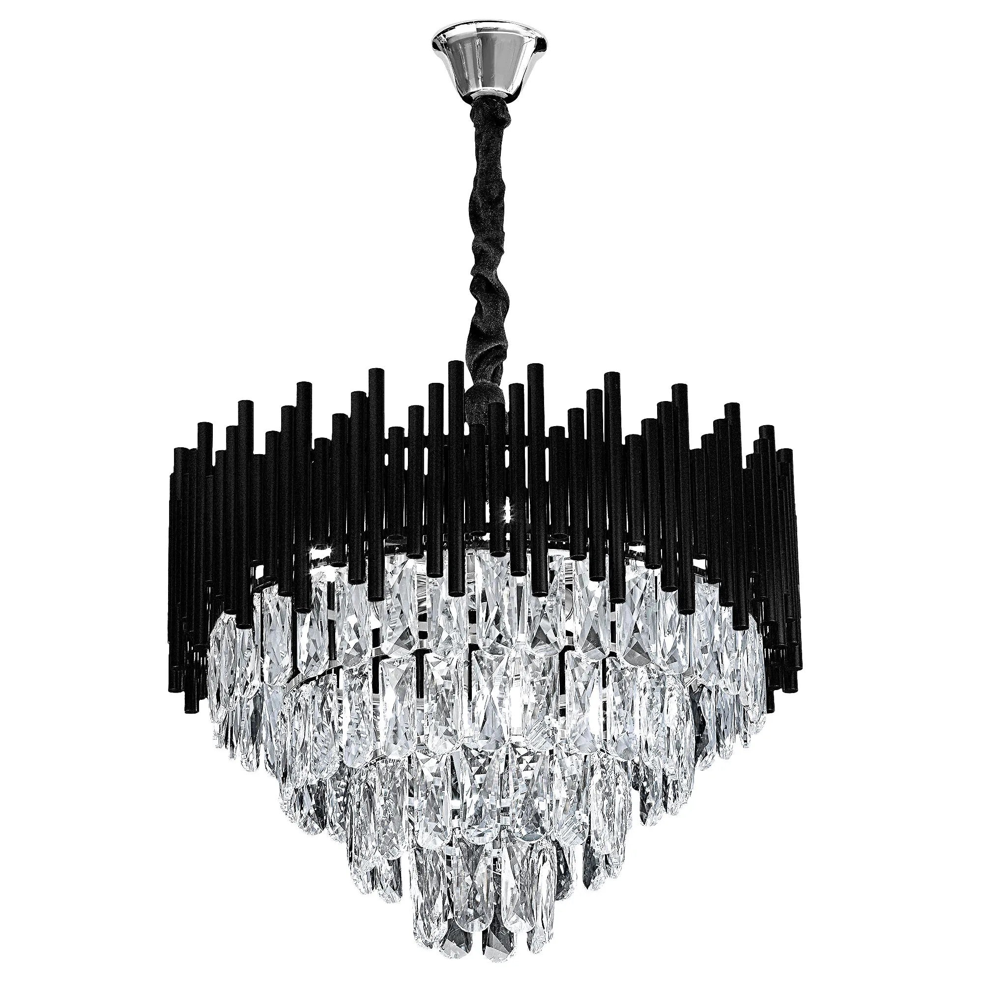 Lampa Wisząca Z Kryształami G063-CP 50cm Czarna 1