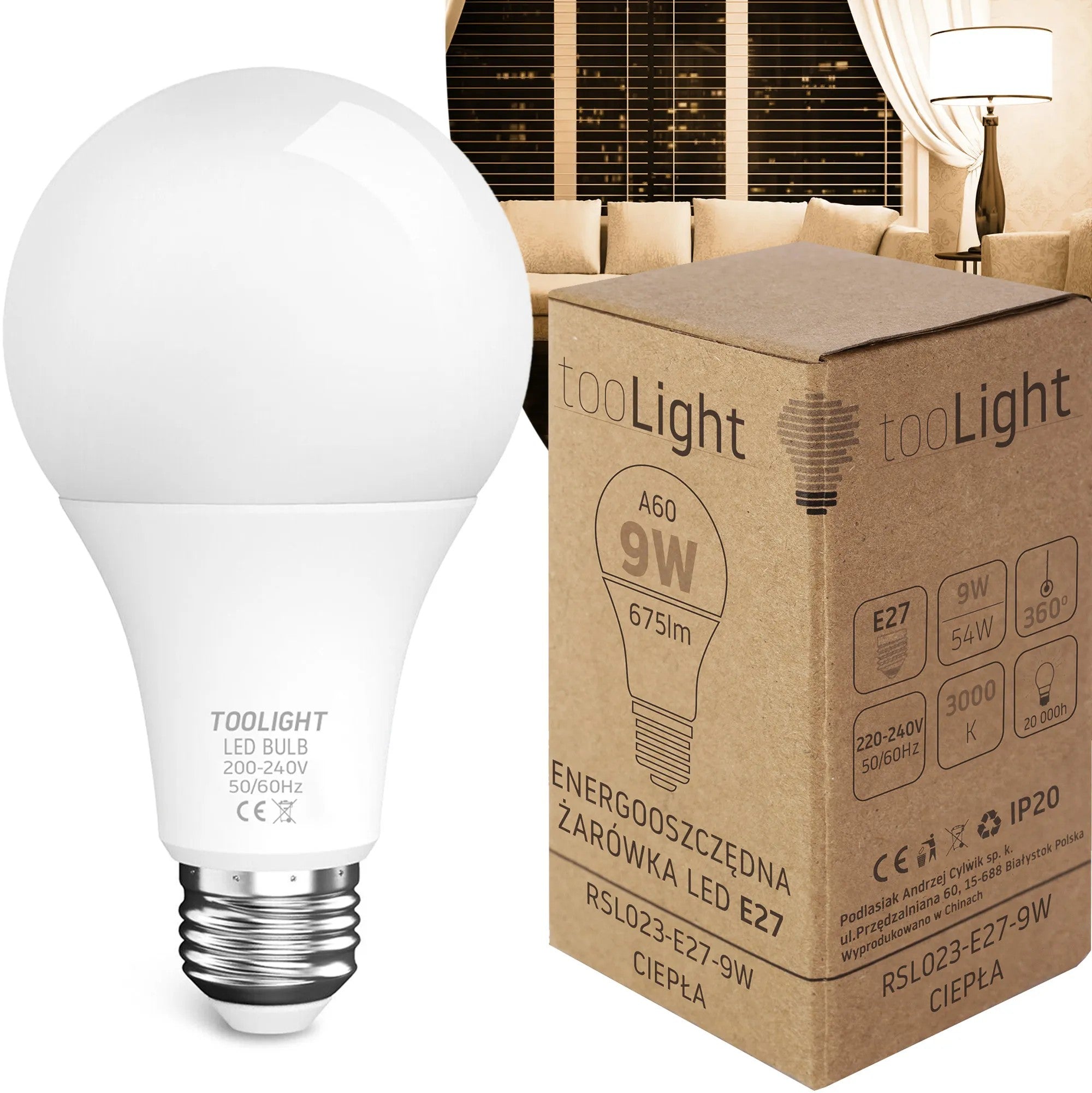 Żarówka LED Ciepła E-27 9W RSL023 1