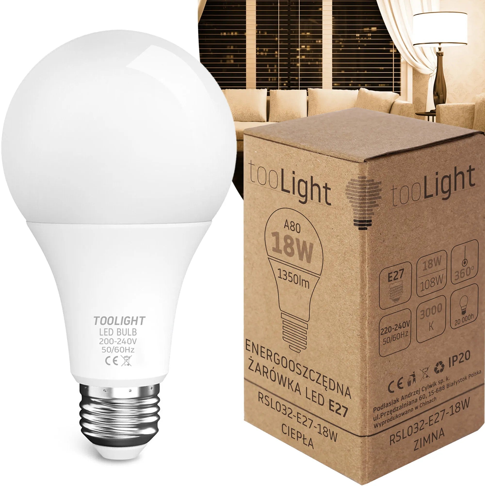 Żarówka LED Ciepła E-27 18W RSL032 1