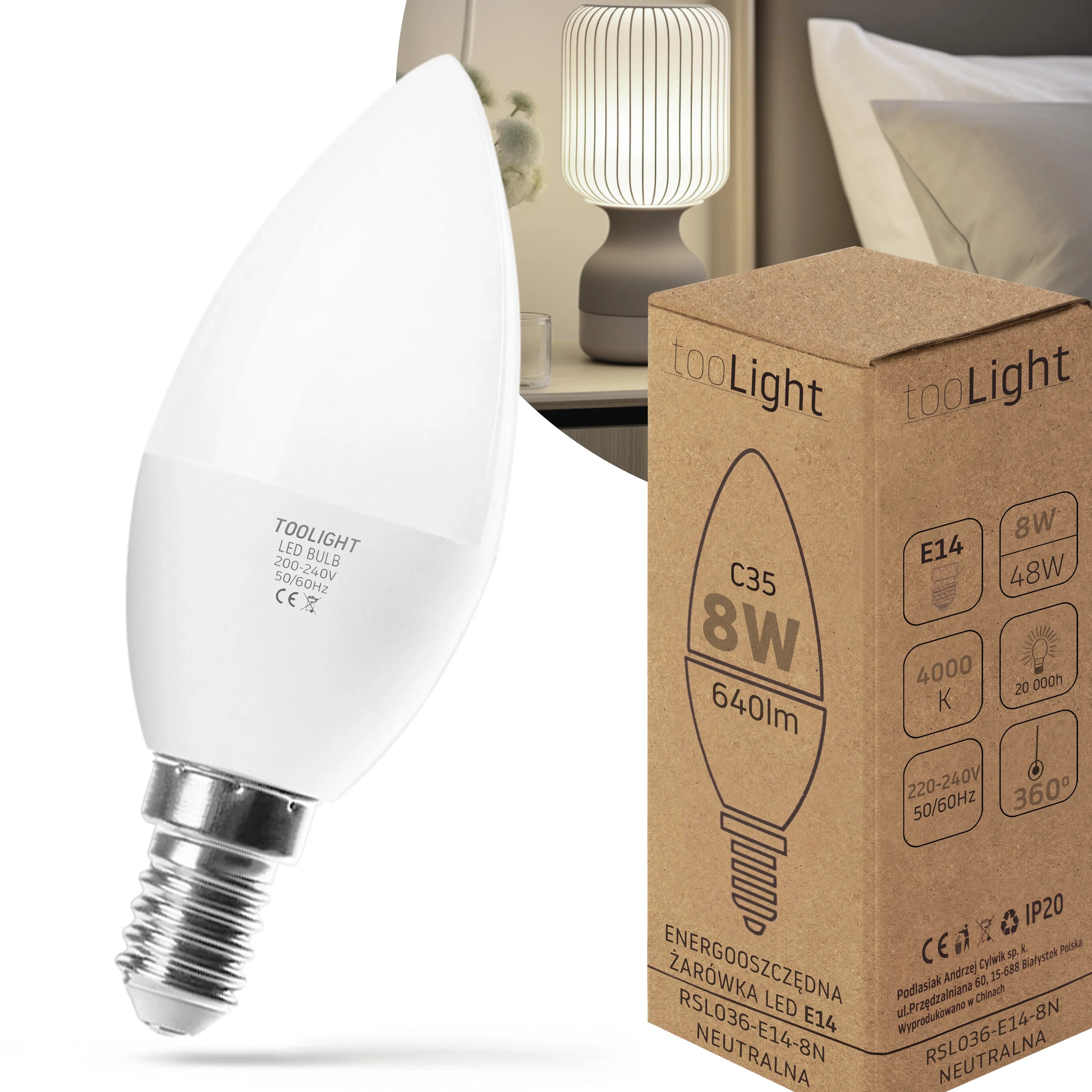 Żarówka LED Neutralna E-14 8W RSL036 1