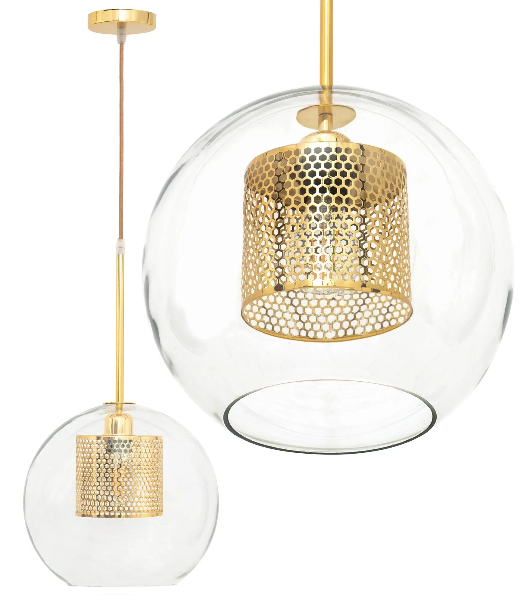 Lampa Wisząca Szklana Loft APP554-1CP 20cm Złota 1