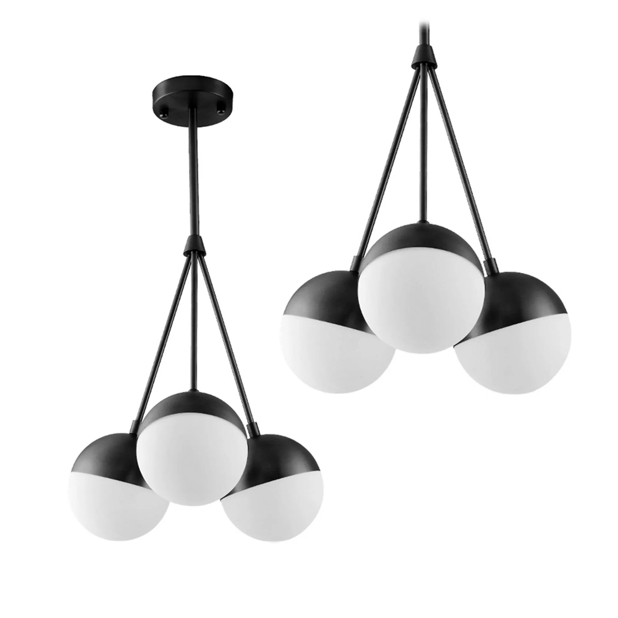Lampa Wisząca Szklana Kula Mleczna APP687-3CP Czarna 1
