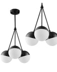Lampa Wisząca Szklana Kula Mleczna APP687-3CP Czarna 1