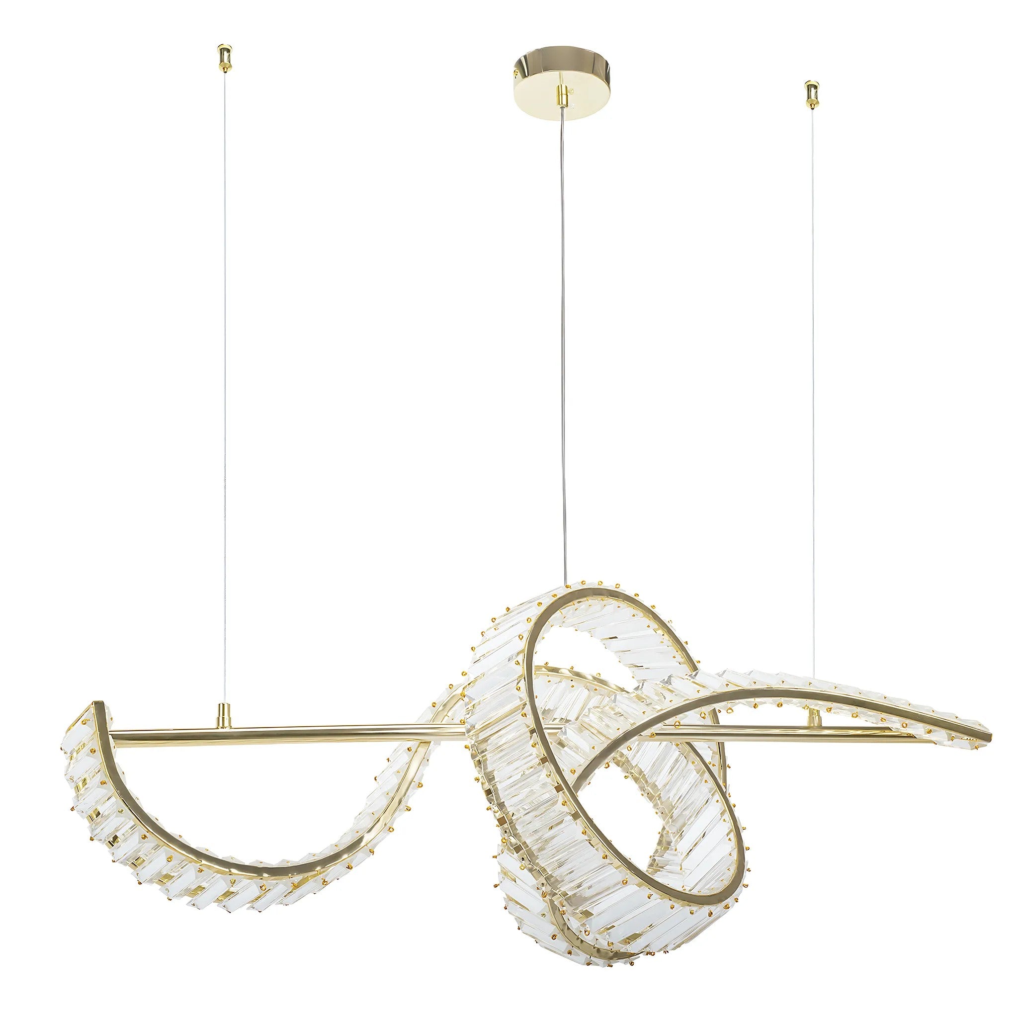 LAMPA SUFITOWA WISZĄCA KRYSZTAŁOWA LED SWE082-CP ZŁOTA 1