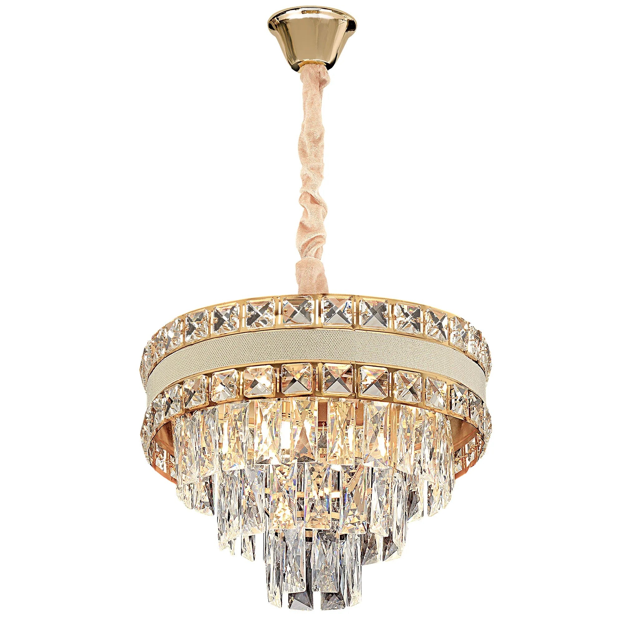 Lampa Wisząca Z Kryształami G047-CP 40CM ZŁOTA 1