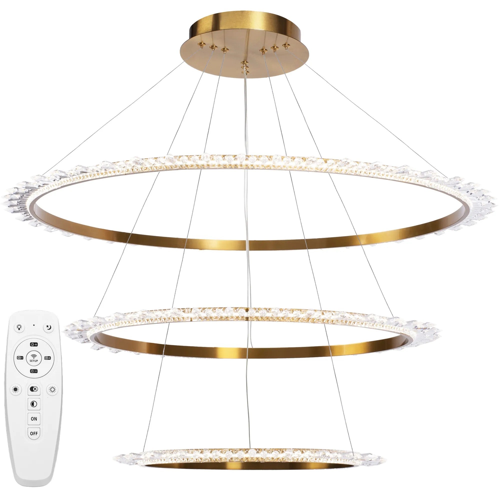 KRYSZTAŁOWA LAMPA SUFITOWA LED APP1609-3C ZŁOTA 1