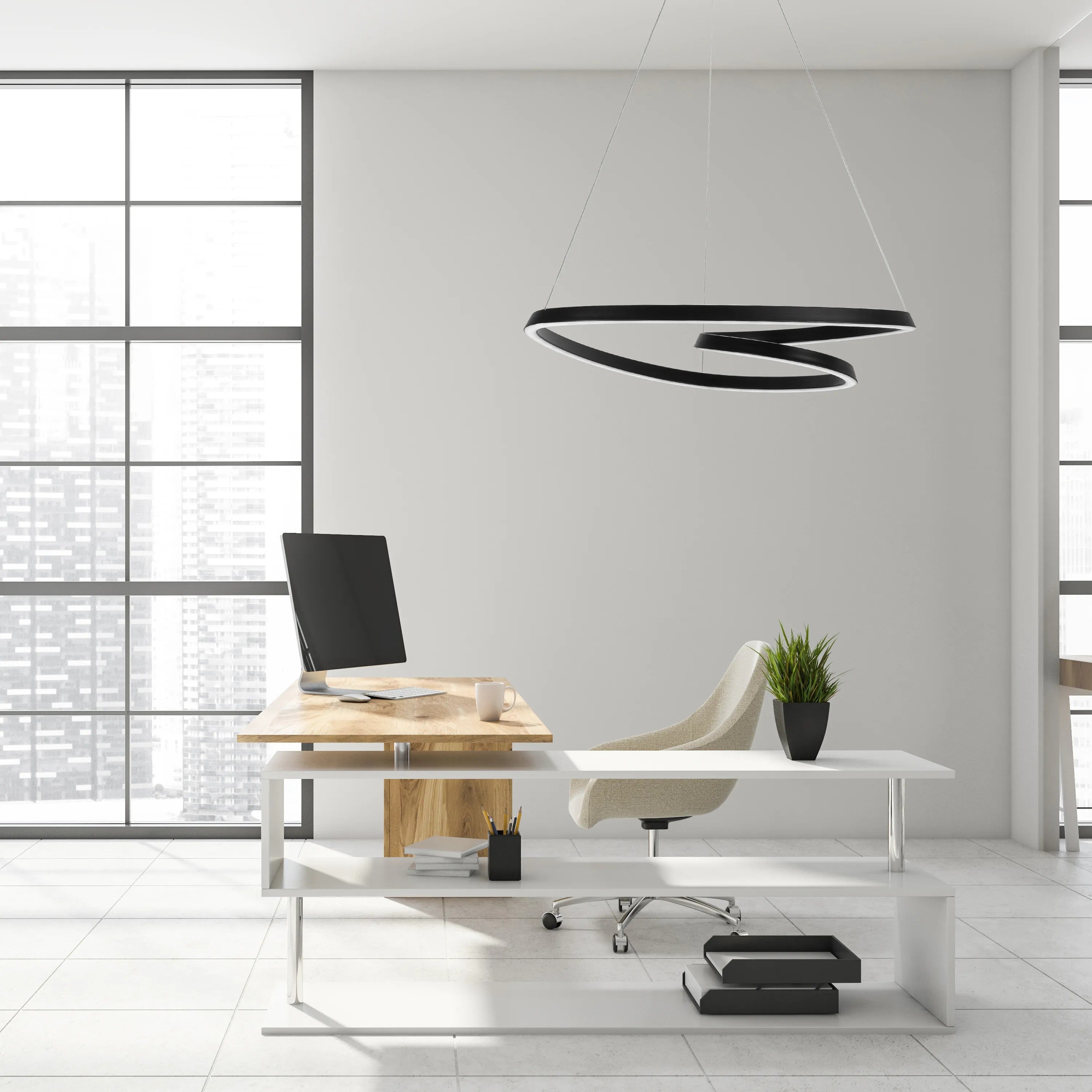 Lampa Sufitowa Wisząca Loop LED + Pilot APP796-cp Czarna 1