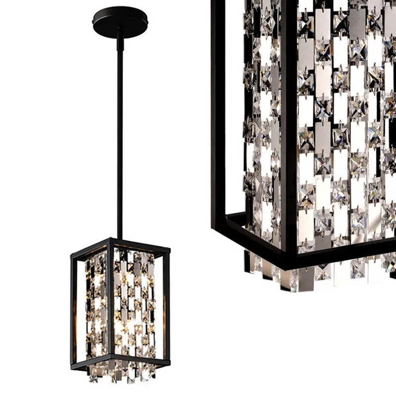 Lampa Wisząca Kryształowa APP1110-1CP Czarna 1