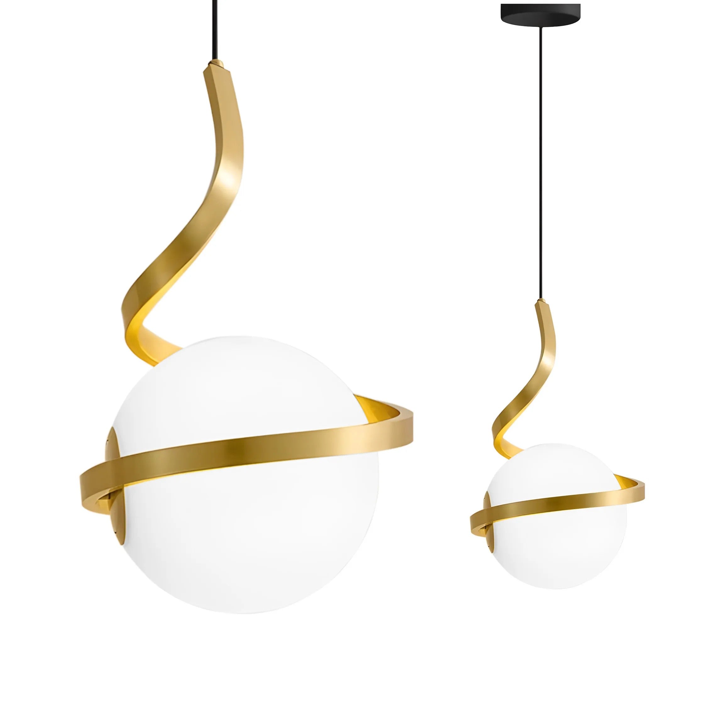 LAMPA WISZĄCA SZKLANA KULA SPIRALA APP1733-1CP ZŁOTA 1