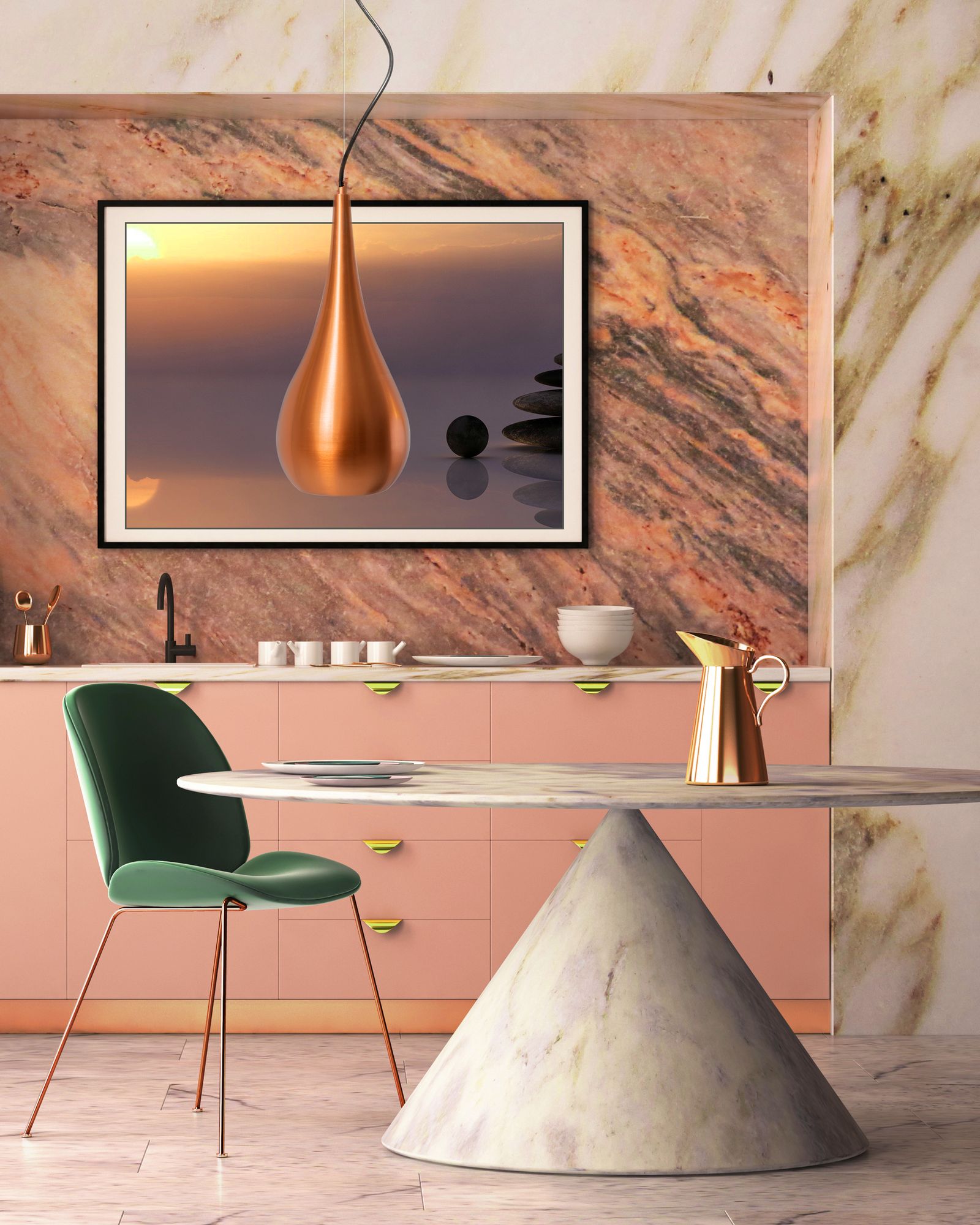 Lampa Sufitowa Wisząca Loft Metalowa  APP378-1CP Złota