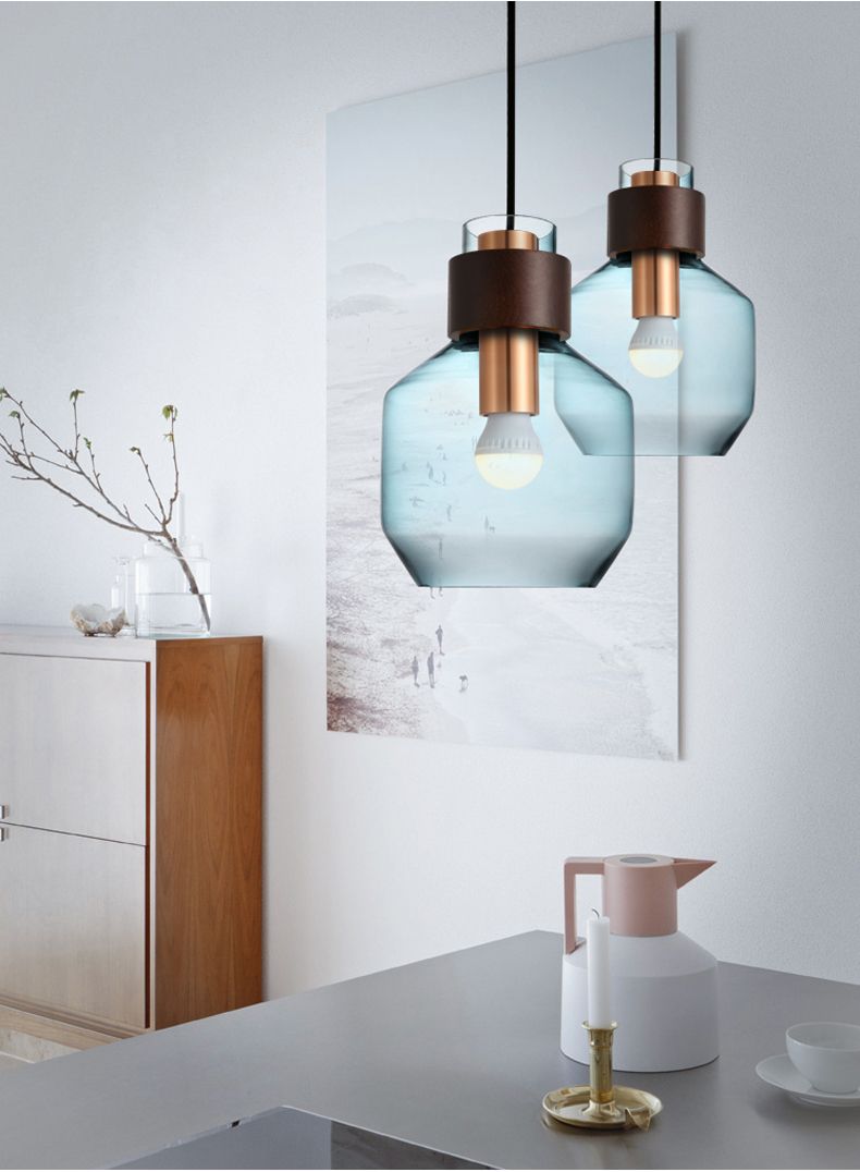 Lampa sufitowa szkalana APP433-1CP Niebieska