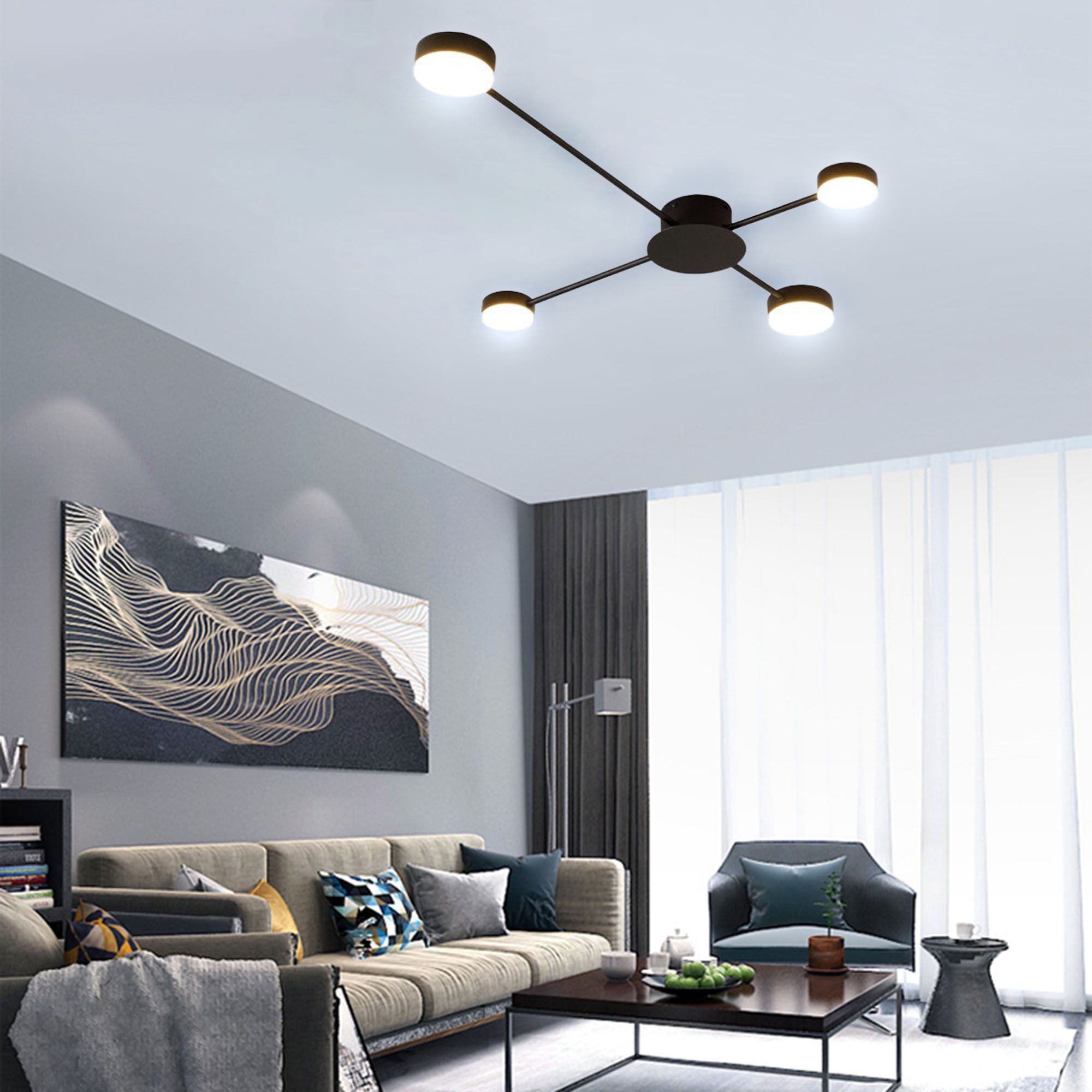 Lampa Sufitowa 4-ramienna Led App519-4c Czarna