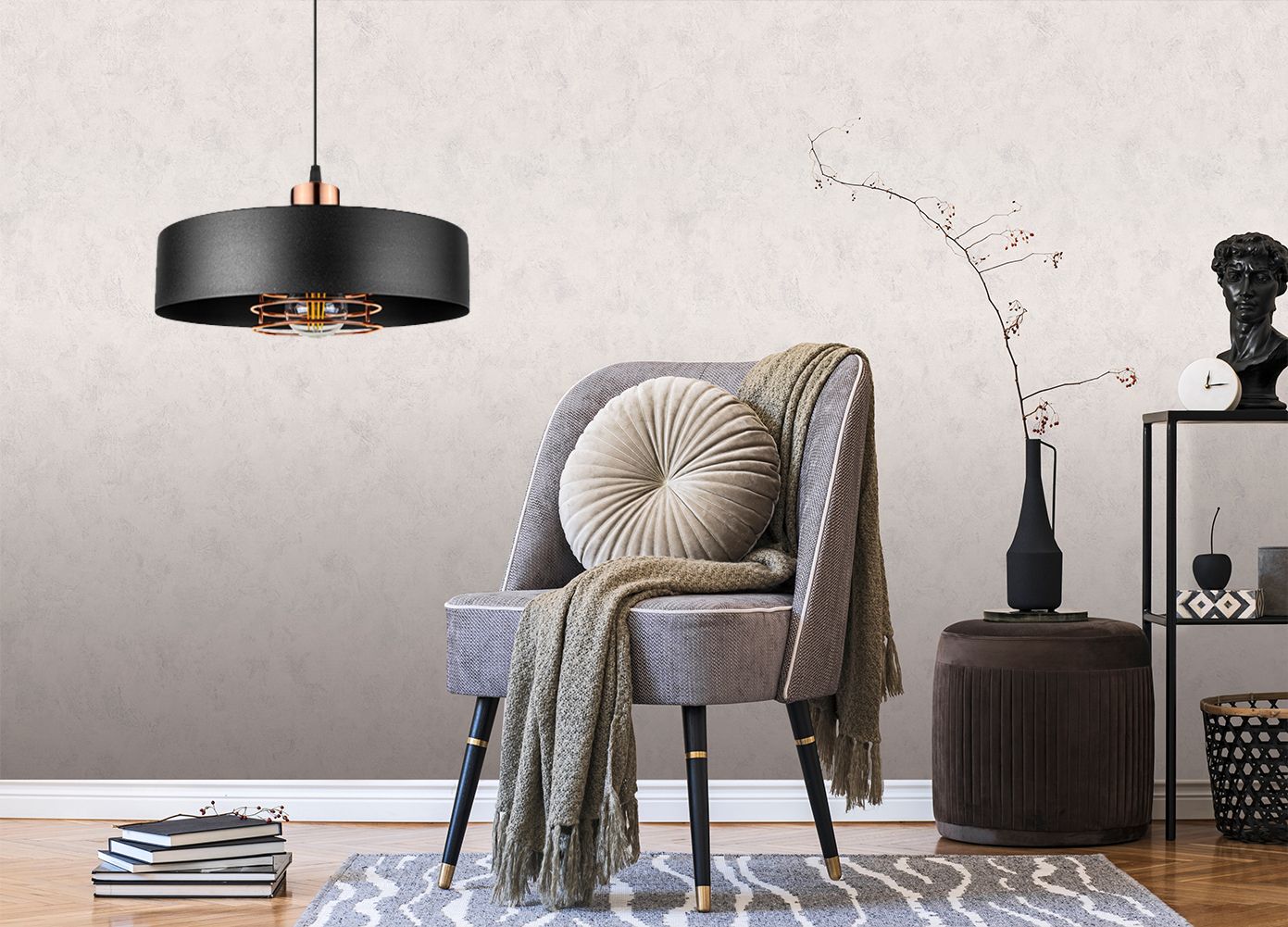Lampa Wisząca APP1246-1CP Czarny-Różowe złoto