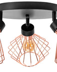 Lampa potrójna metalowa loft plafon  APP536-3C Różowe Złoto