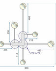 LAMPA SUFITOWA NOWOCZESNA 6-RAMIENNA LED APP521-6C Czarna