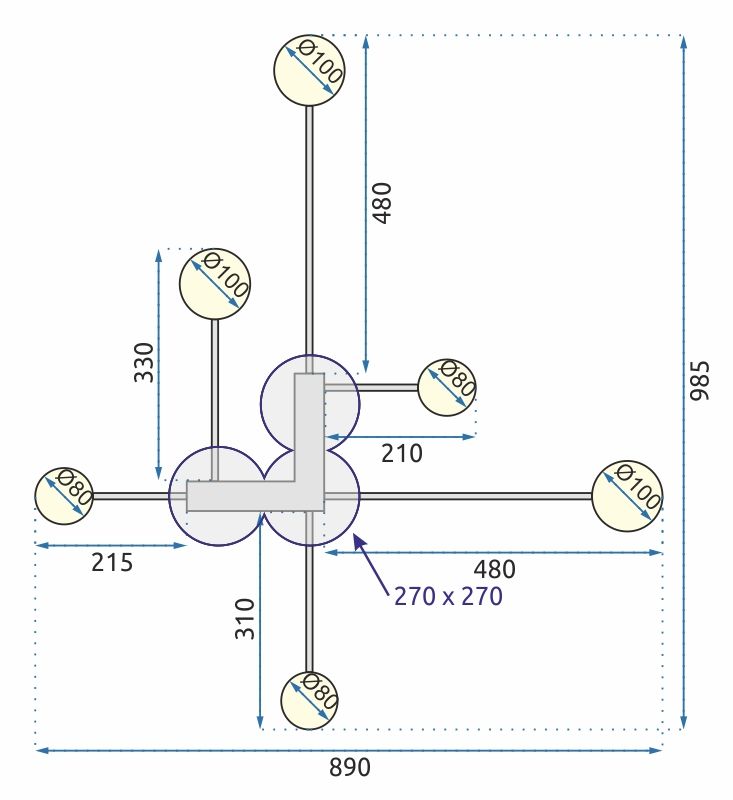 LAMPA SUFITOWA NOWOCZESNA 6-RAMIENNA LED APP521-6C Czarna