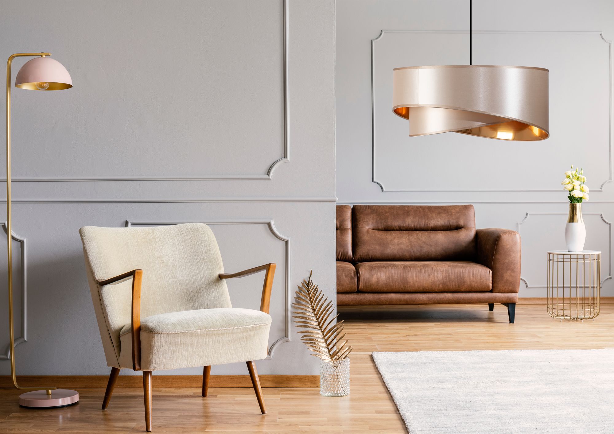 Lampa Wisząca  50cm APP970-1CP Beżowa