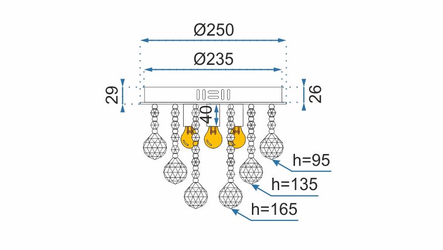 Kryształowa Lampa Sufitowa Plafon Żyrandol Glamour APP403-C