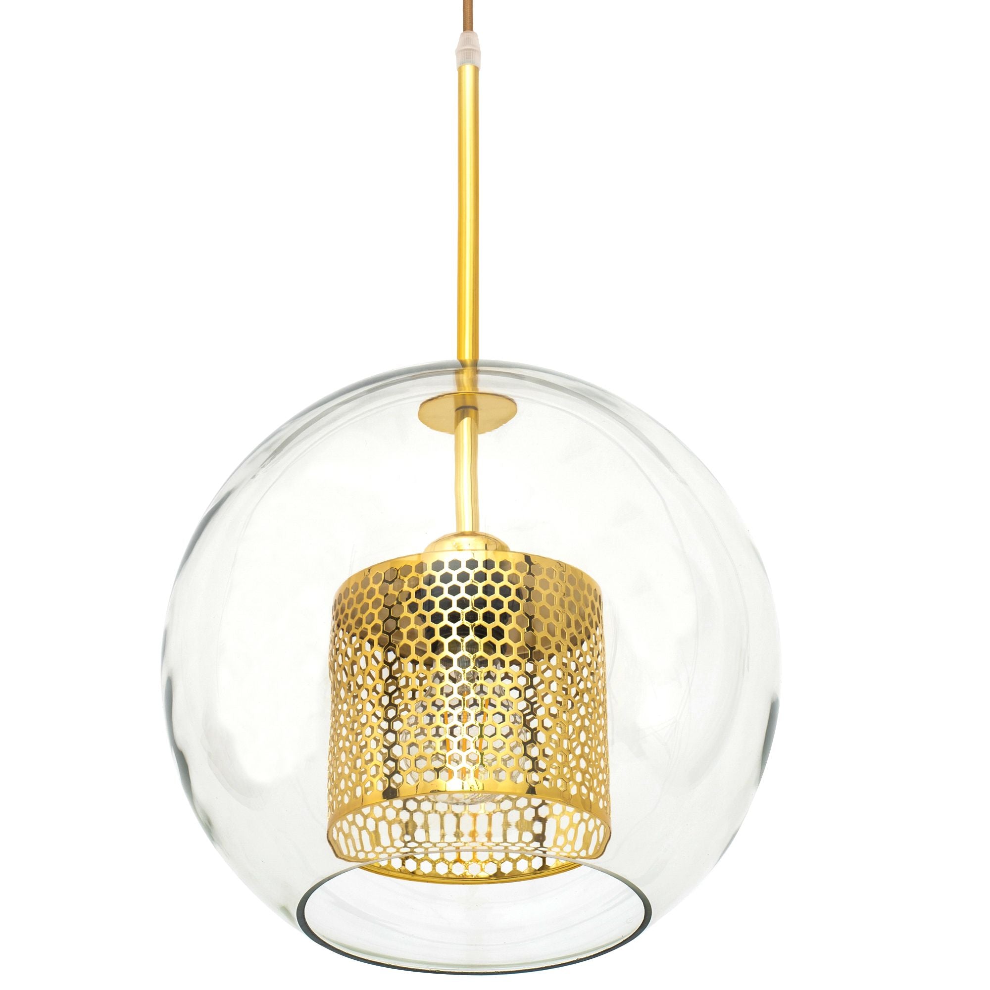 Lampa wisząca szklana loft APP555-1CP 25cm ZŁOTa