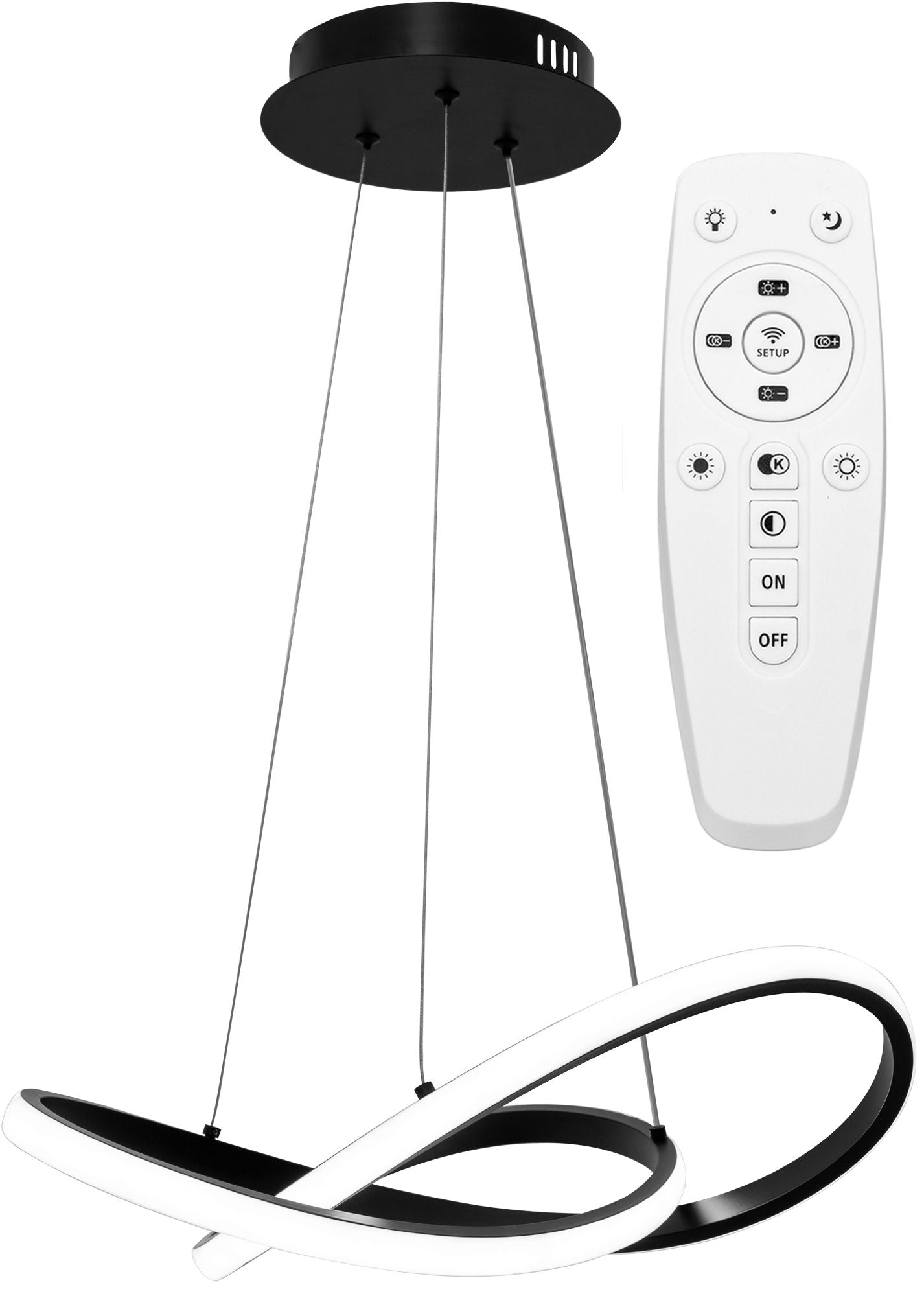 Lampa Sufitowa Wisząca Ring Nowoczesna LED + Pilot APP391-CP Czarna