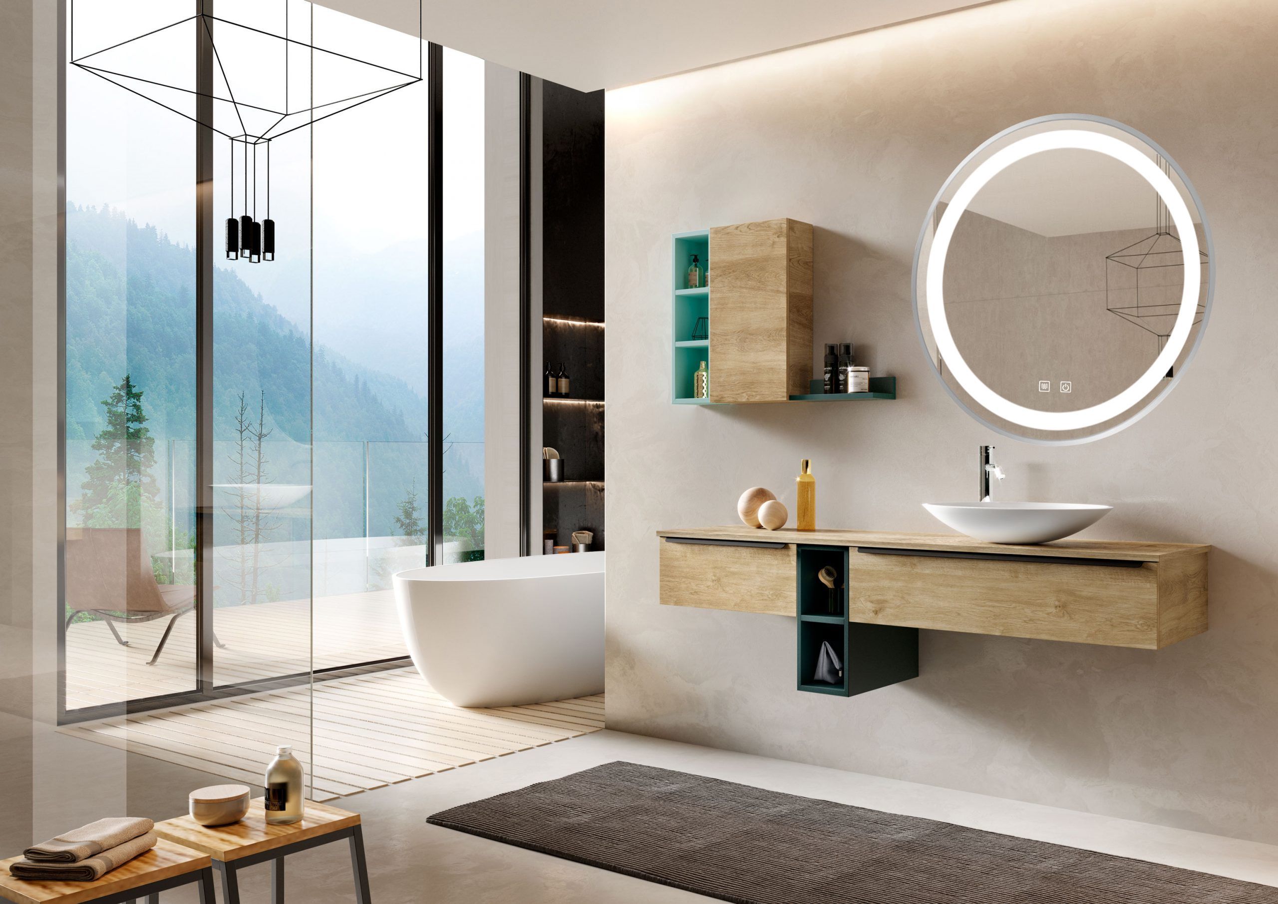 Lustro Ścienne Led 70cm Mmj Stal Szczotkowana 8