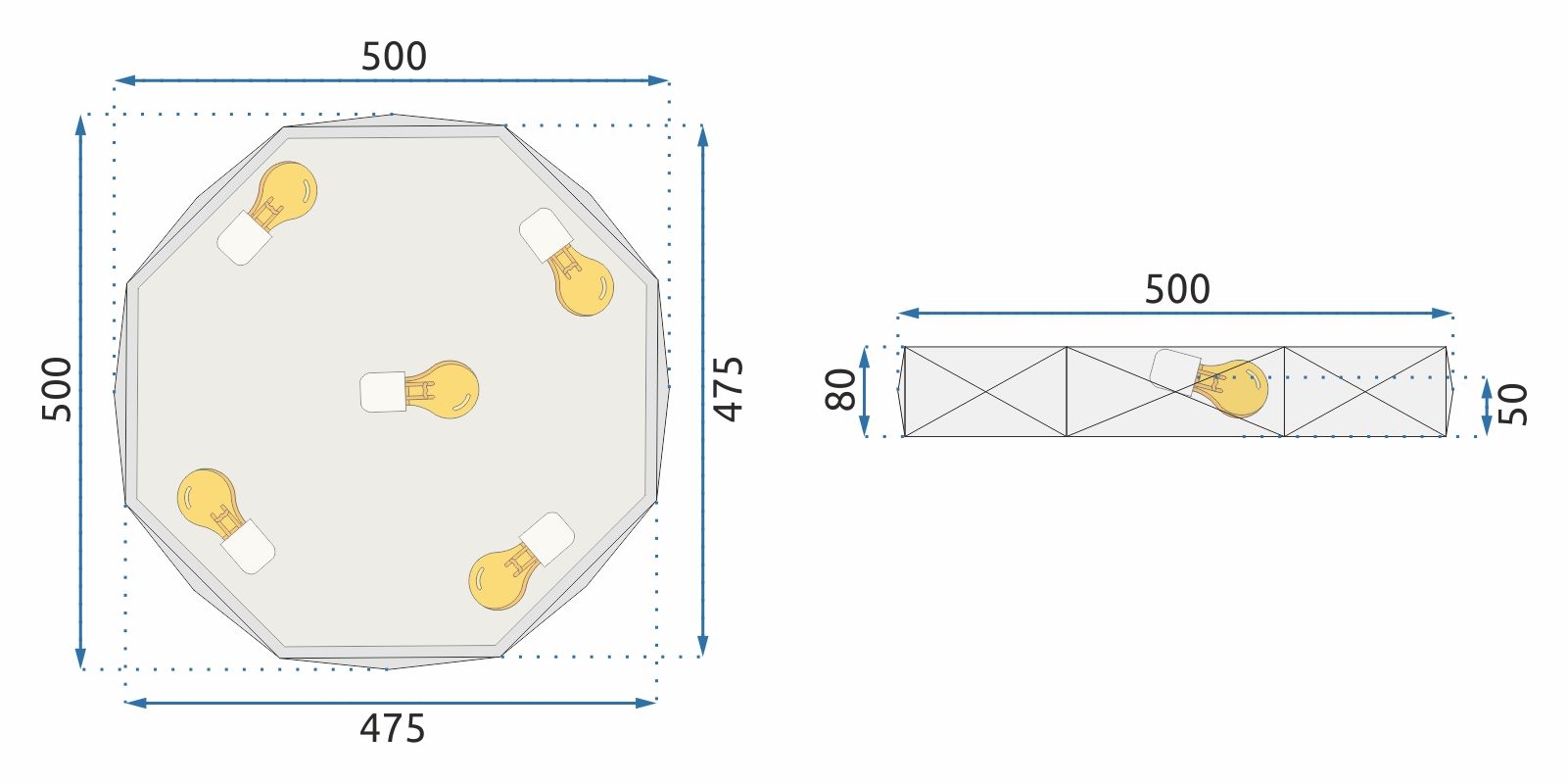 Lampa Plafon Diamond APP863-C 50 cm Czarna