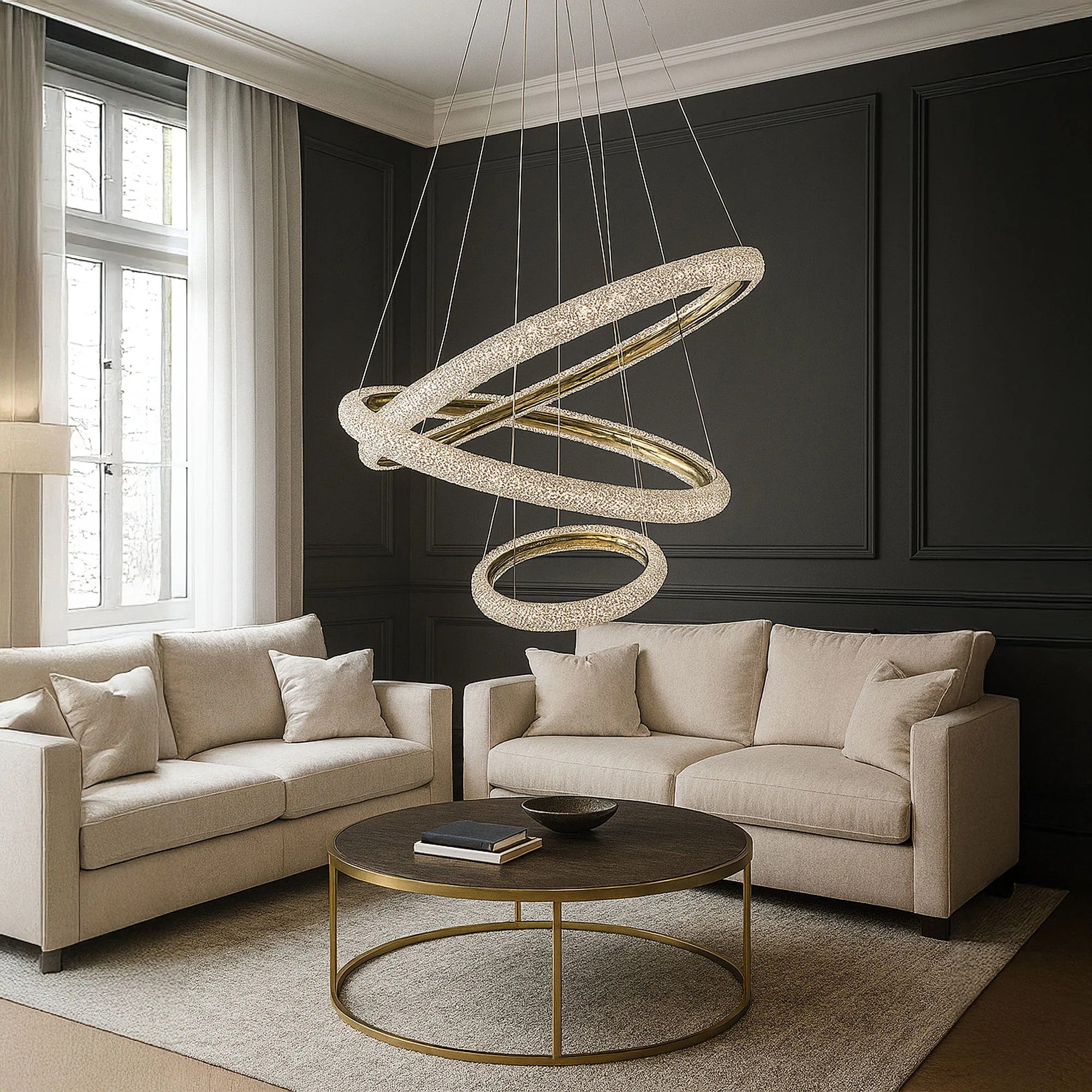 LAMPA SUFITOWA WISZĄCA LED LHJ042-CP3 ZŁOTA 2