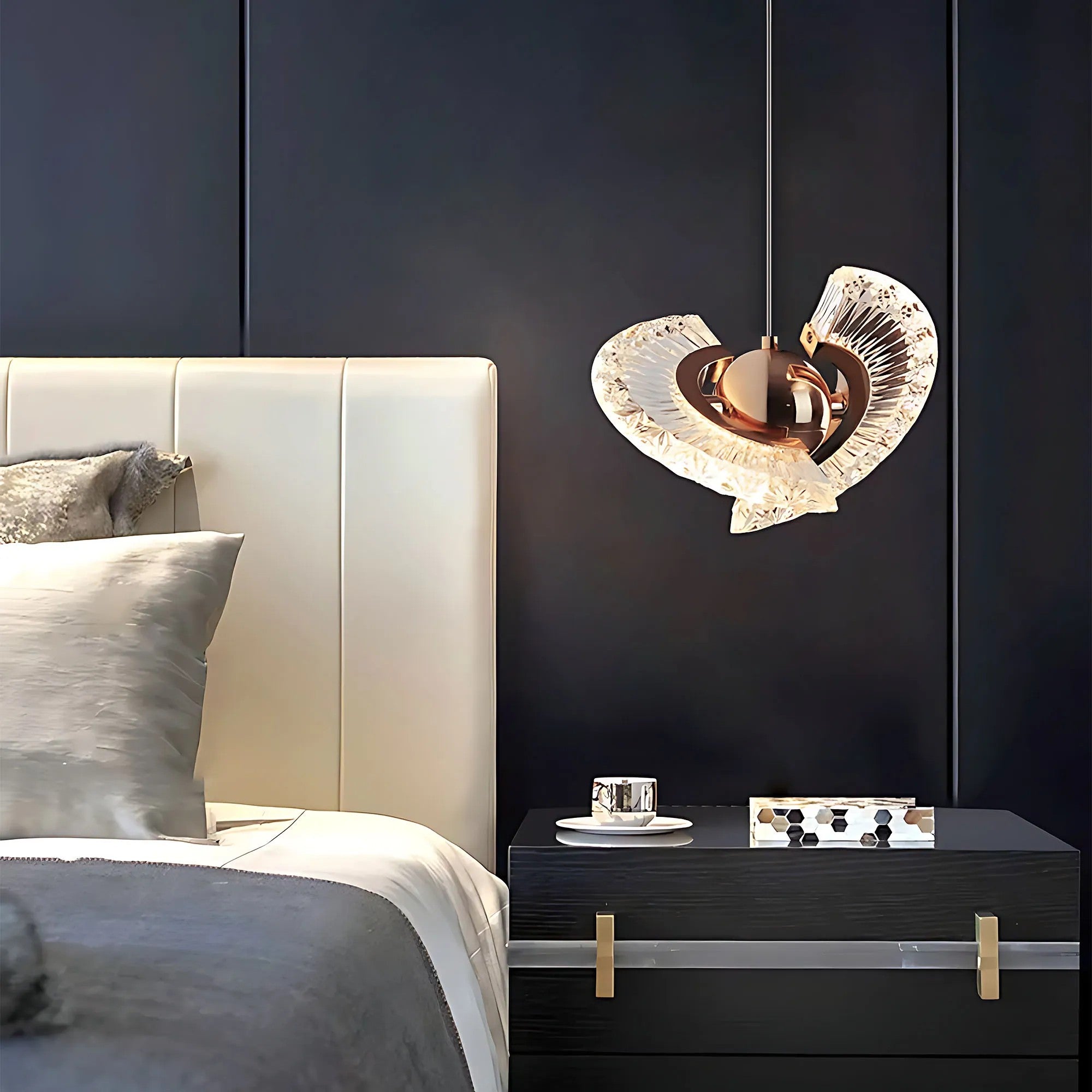LAMPA SUFITOWA WISZĄCA LED LHJ108-2CP ZŁOTA 2