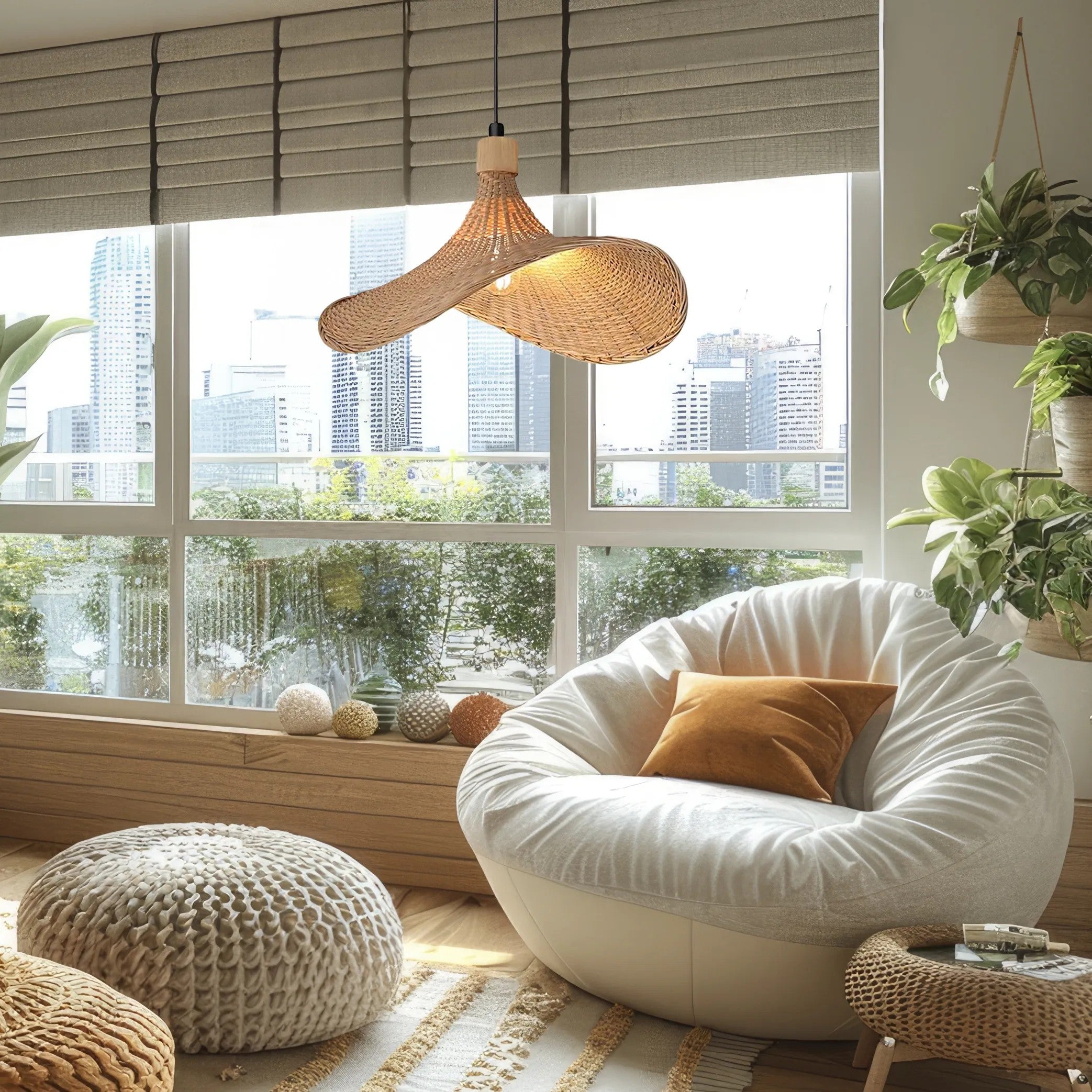 LAMPA WISZĄCA BAMBUSOWA APP1642-1CP 30cm 2