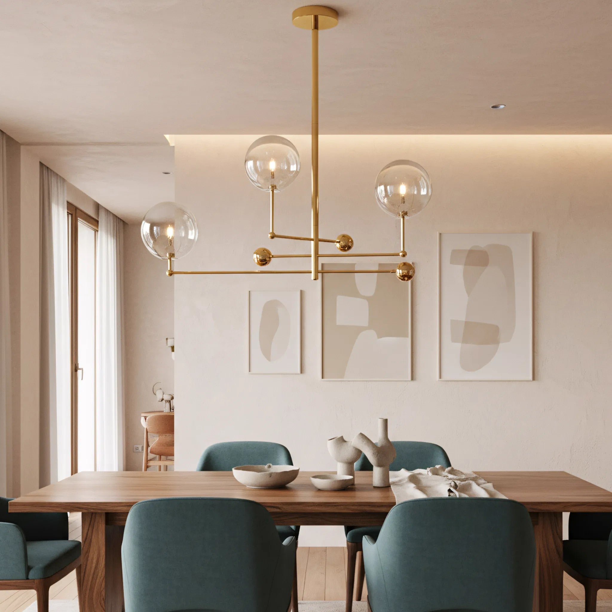 Lampa Wisząca Szklane Kule 3 Szt APP918-3CP Złota 2