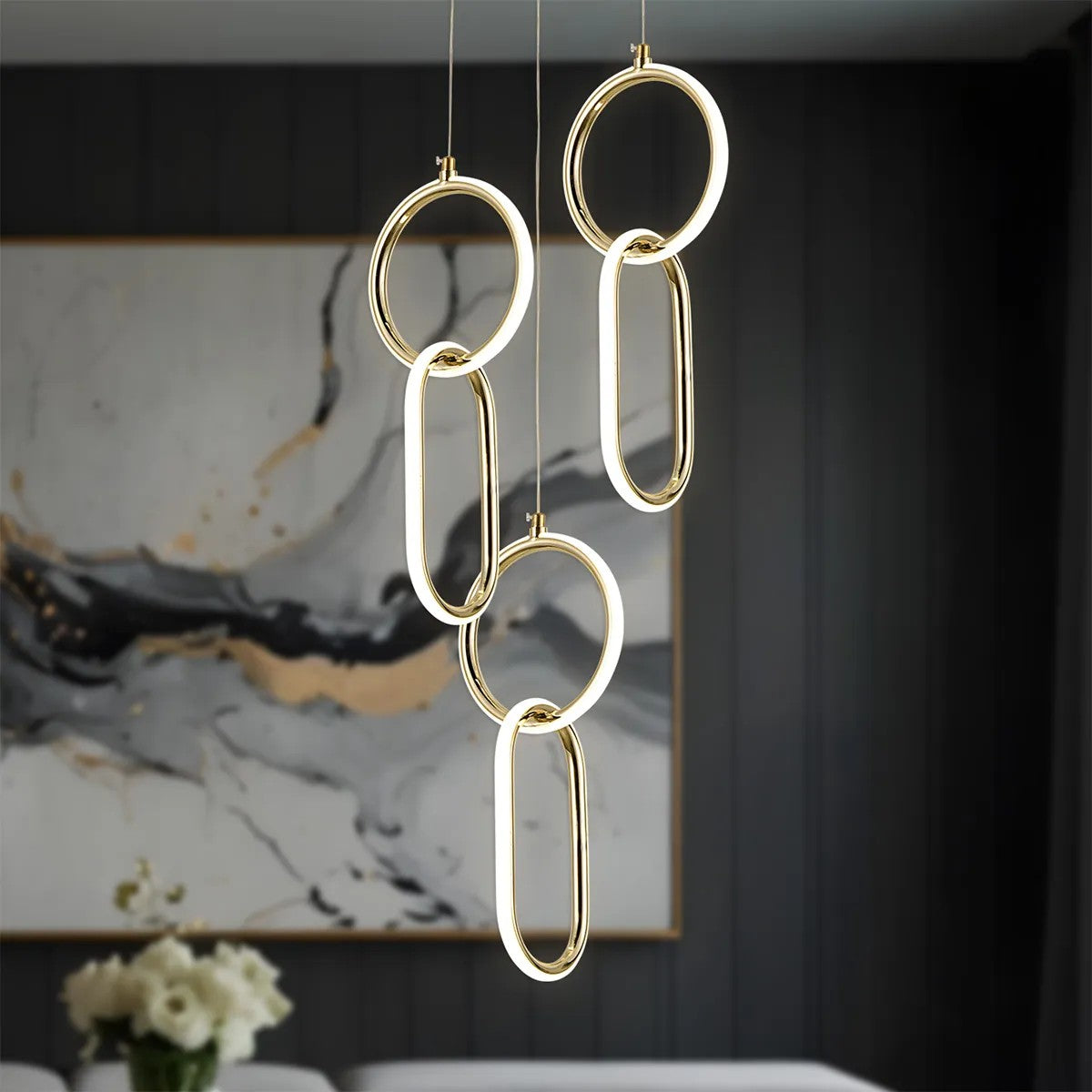 LAMPA WISZĄCA LED G077-3CPR Złota 2