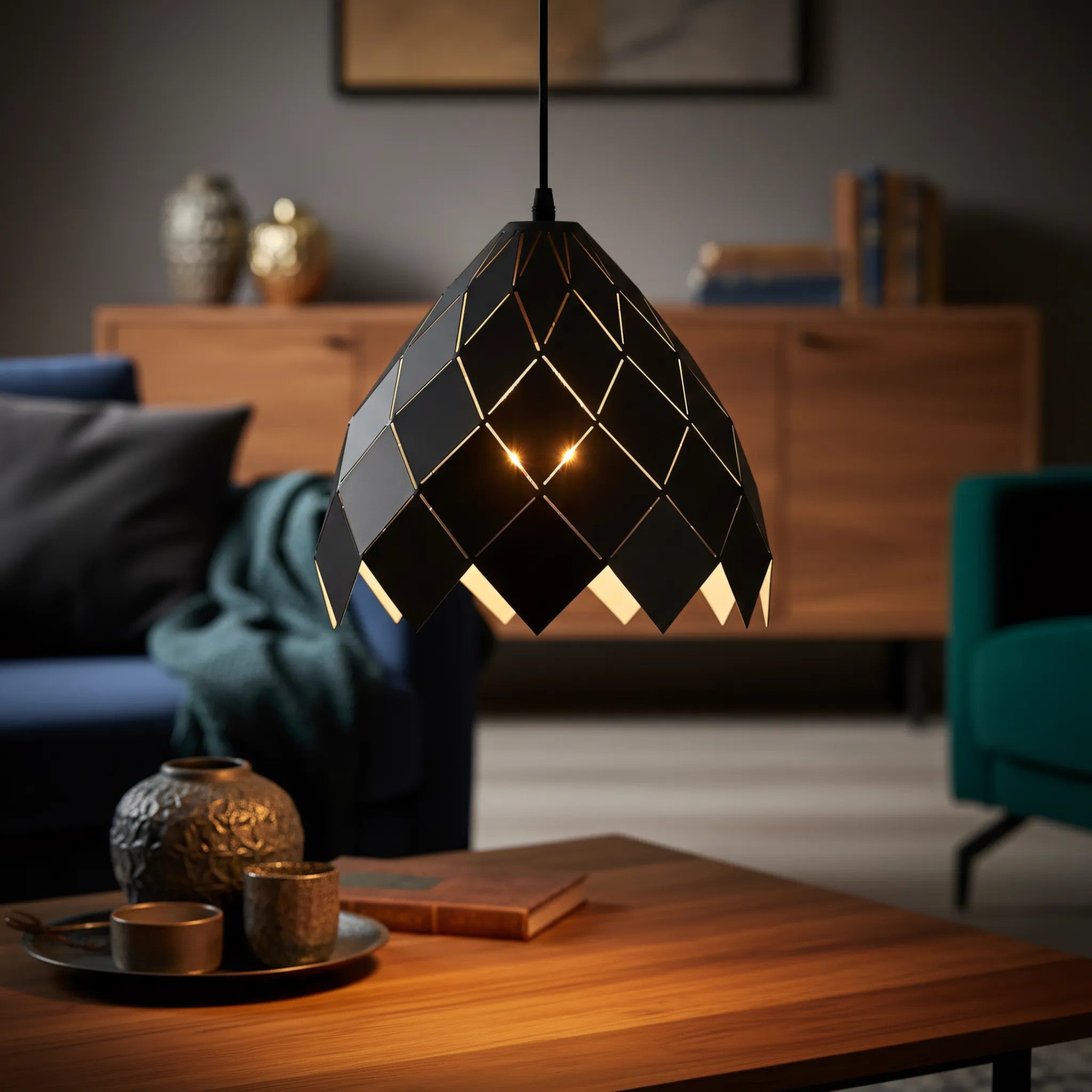 Lampa Sufitowa Wisząca Metalowa APP338-1CP Czarna 2
