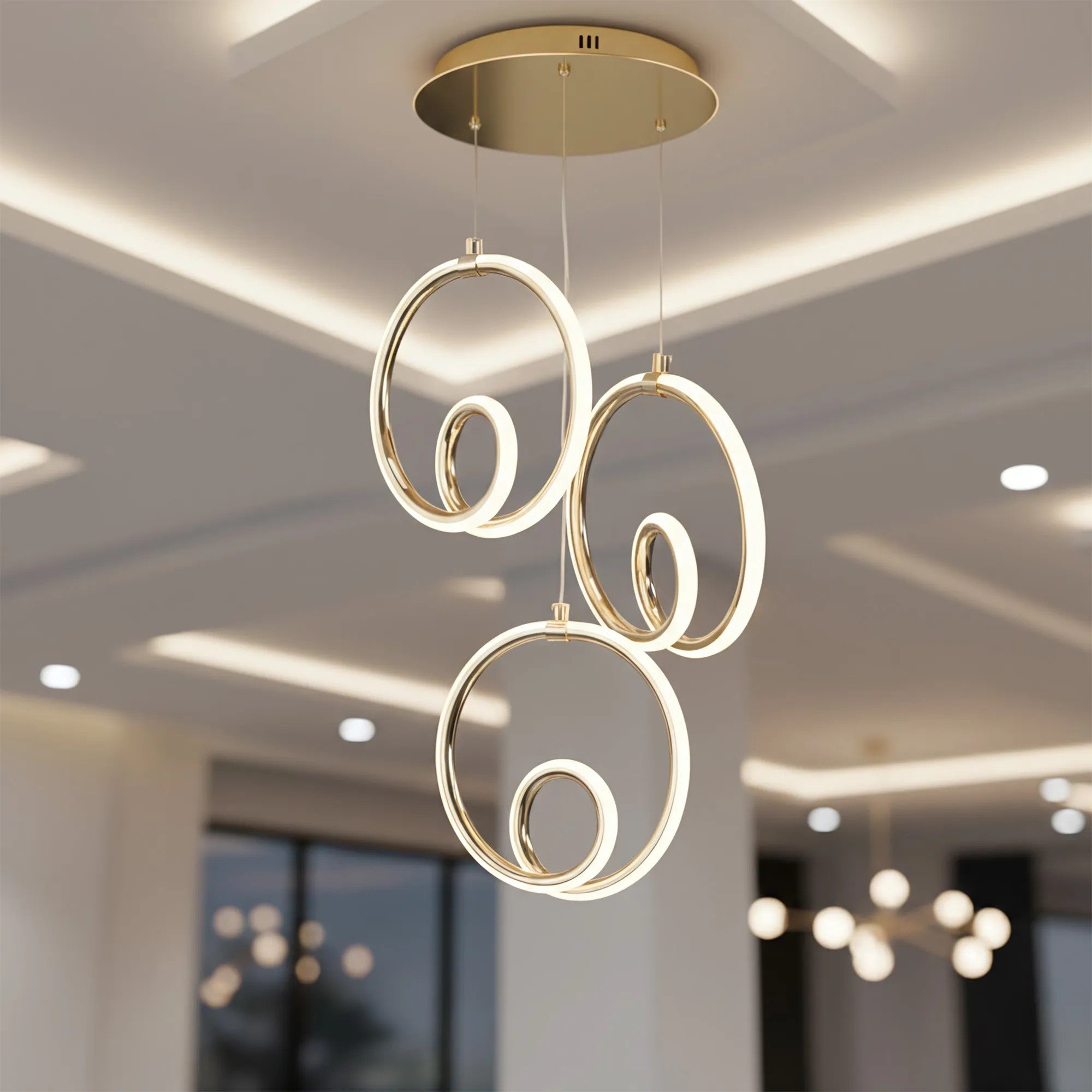 LAMPA SUFITOWA WISZĄCA LED LHJ095-3CP ZŁOTA 2