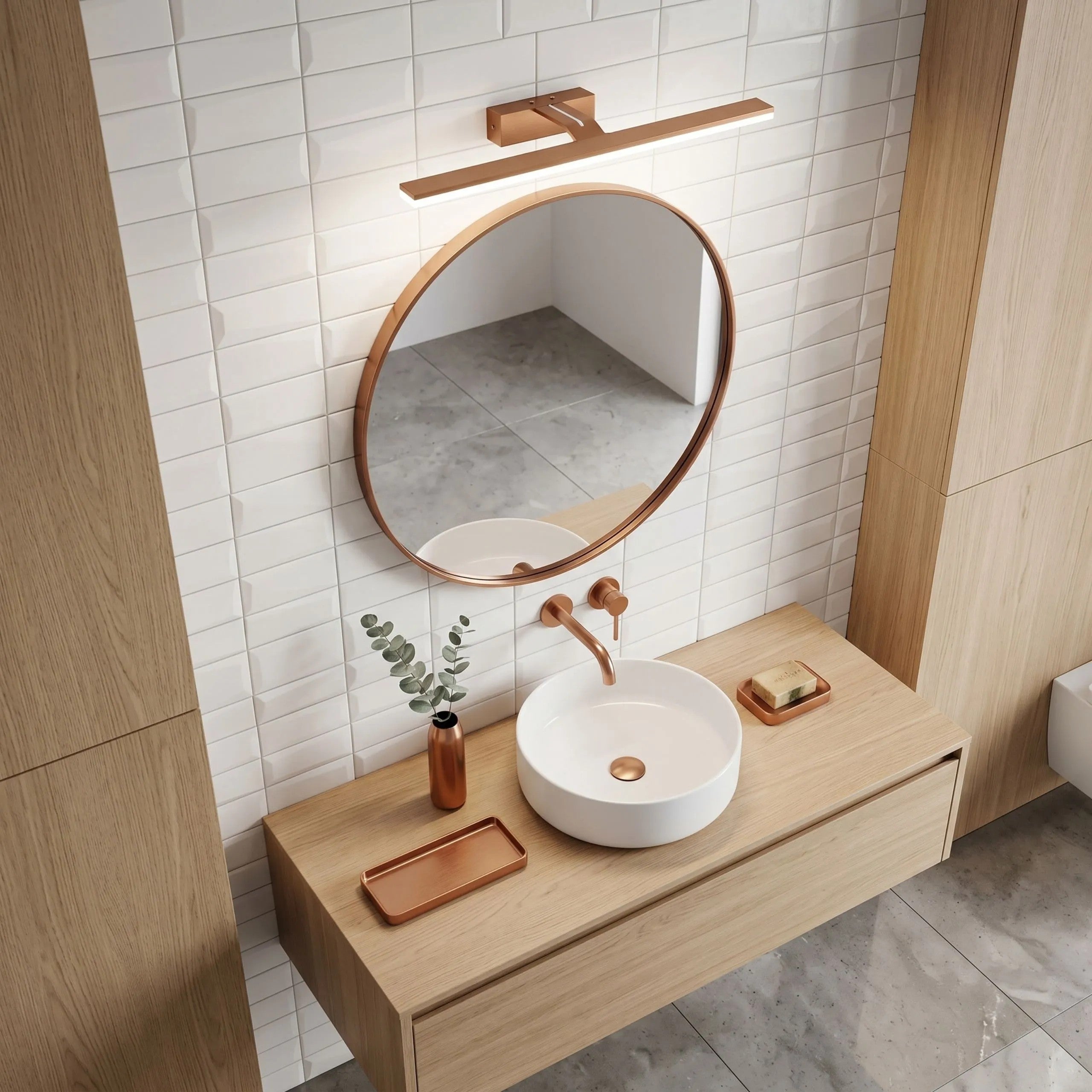 Kinkiet Łazienkowy LED SWE013-1W 43cm Miedź Szczotkowana 2