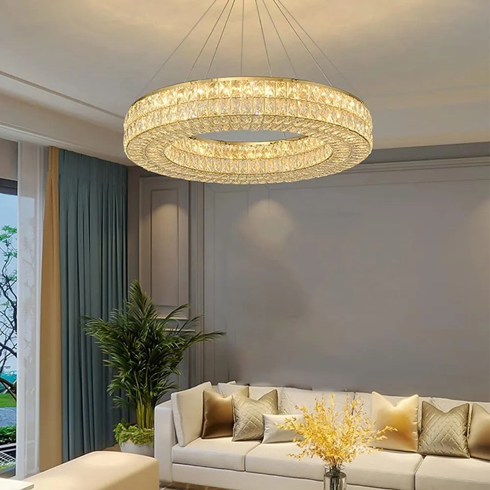 LAMPA SUFITOWA WISZĄCA LED APP1569-CP Gold 80cm 2